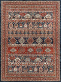 5x7 Ft Red & Blue Heriz Rug - Handmade Area Rug - Geometric Design