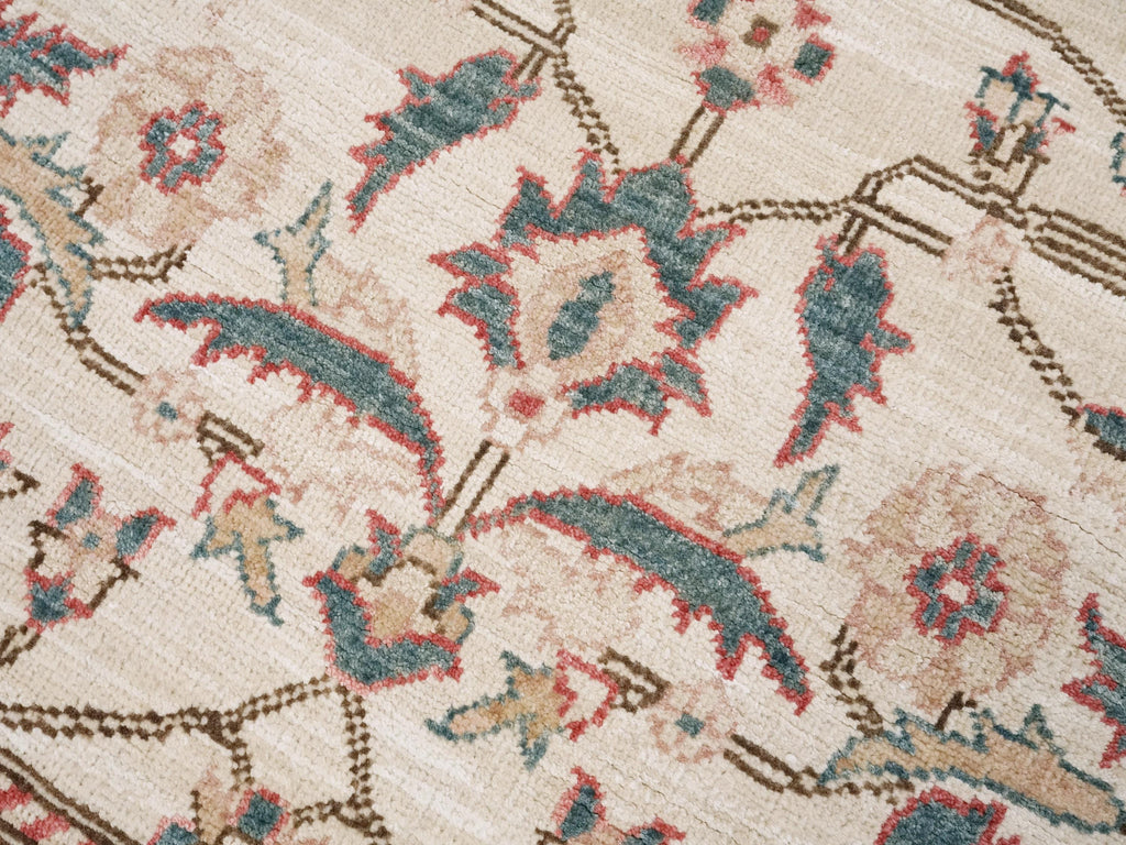 3x5 Ft Beige & Green Serapi Rug - Oriental Wool Rug - Floral Design