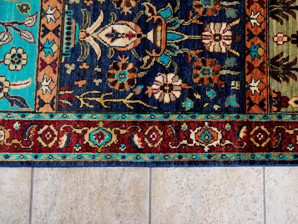 11 Ft Colorful Garden Runner Rug - Hand Knotted Hallway Rug - Floral Design