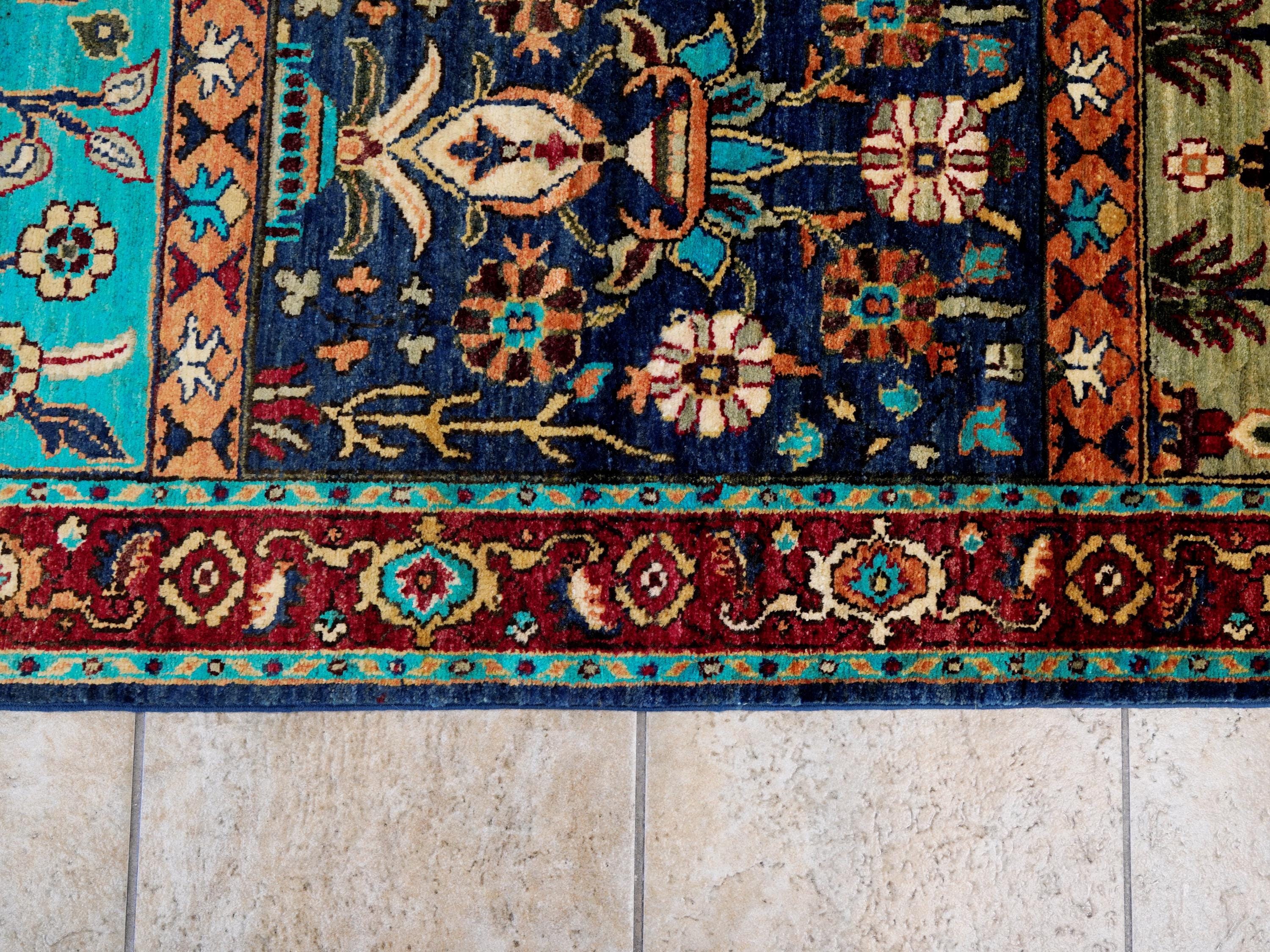 11 Ft Colorful Garden Runner Rug - Hand Knotted Hallway Rug - Floral Design