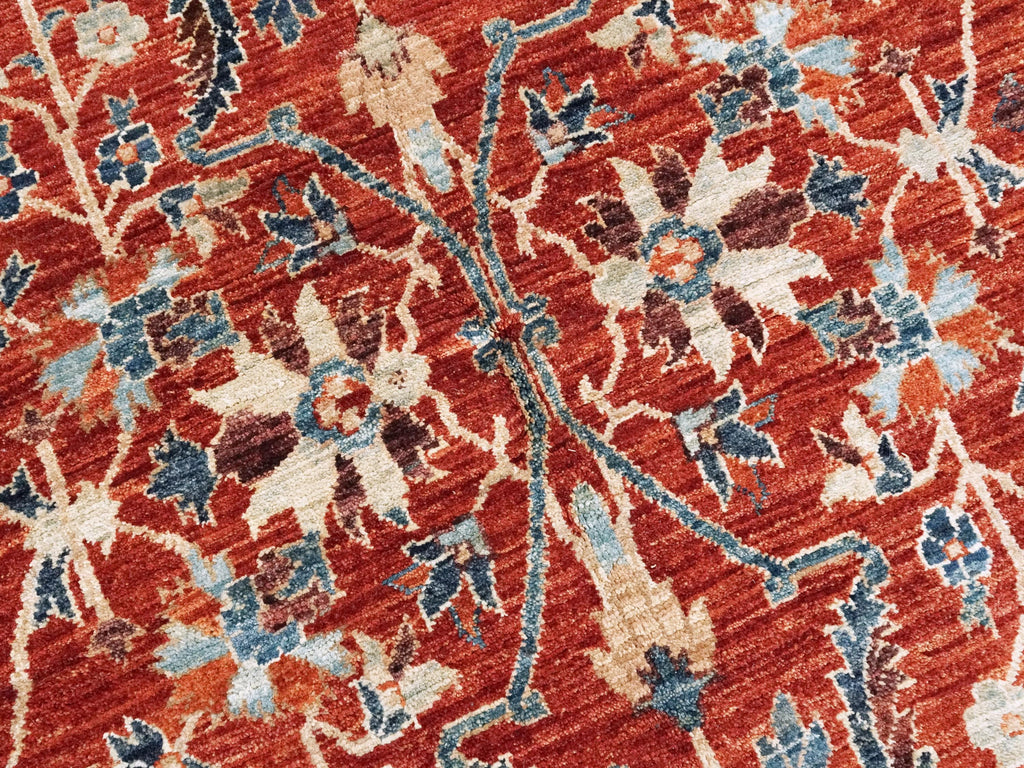 6x9 Ft Red Serapi Rug - Afghan Oriental Rug - Allover Floral Design