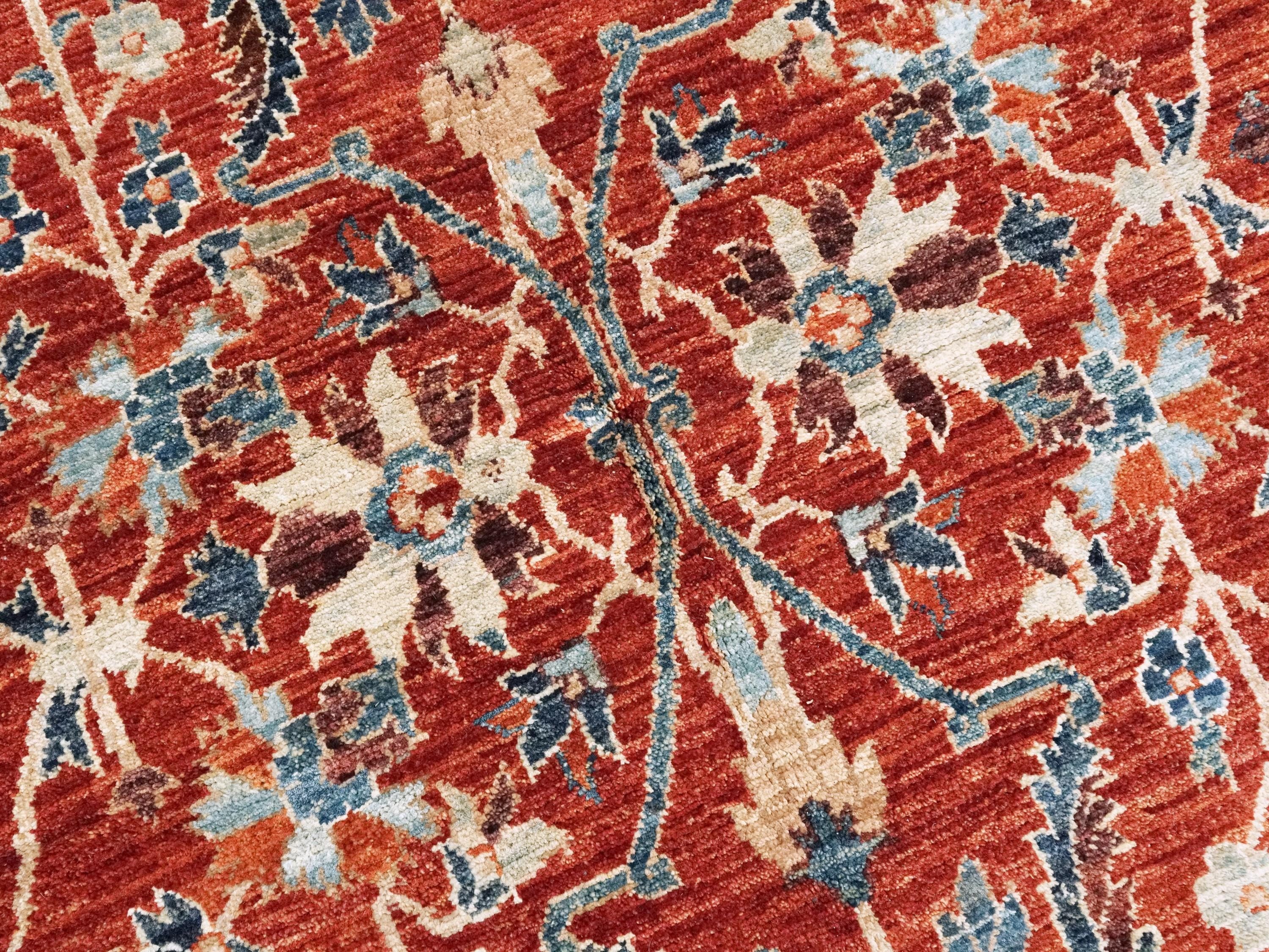 6x9 Ft Red Serapi Rug - Afghan Oriental Rug - Allover Floral Design