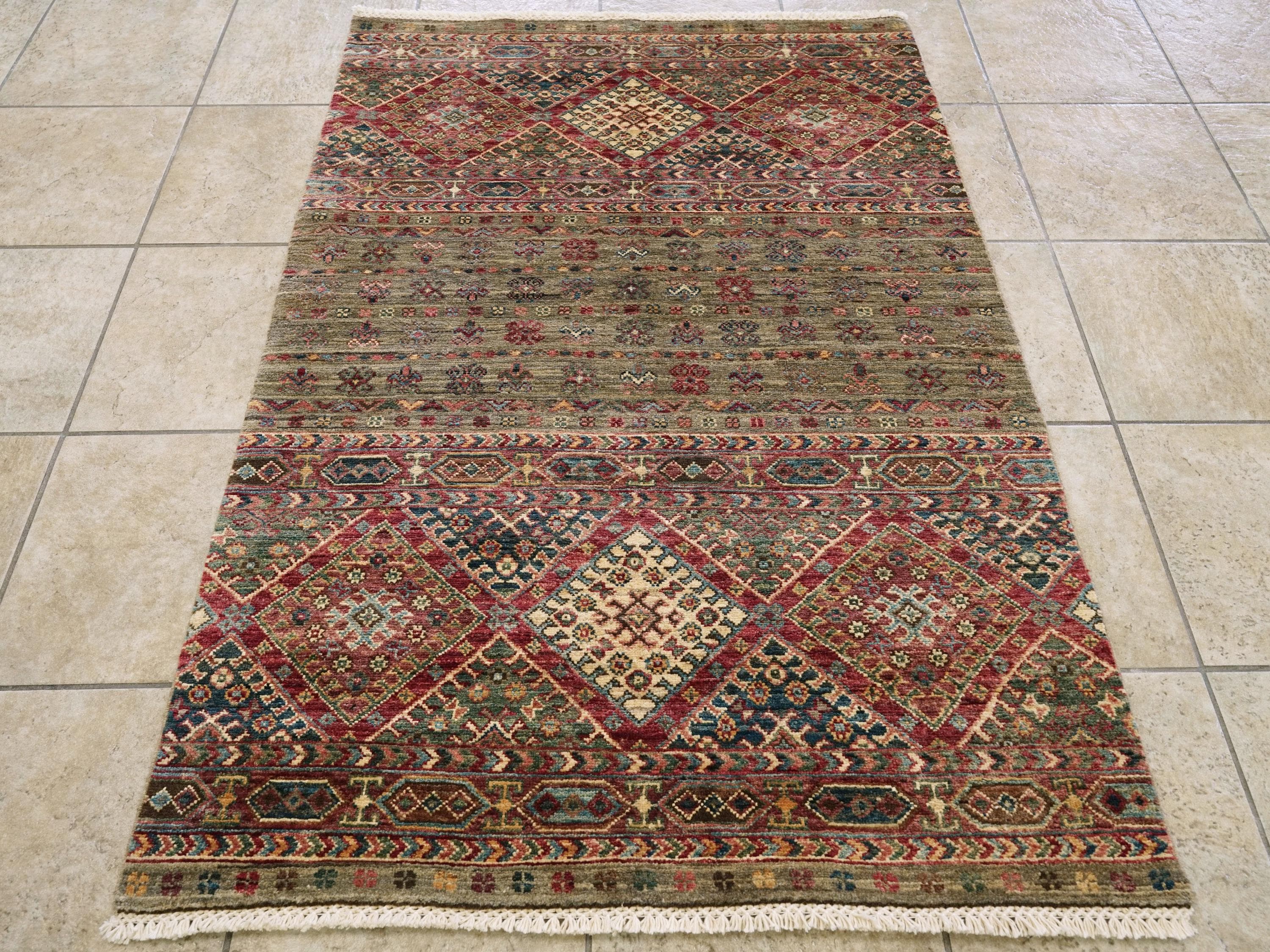 3x4 Ft Brown Khorjin Rug - Traditional Afghan Rug