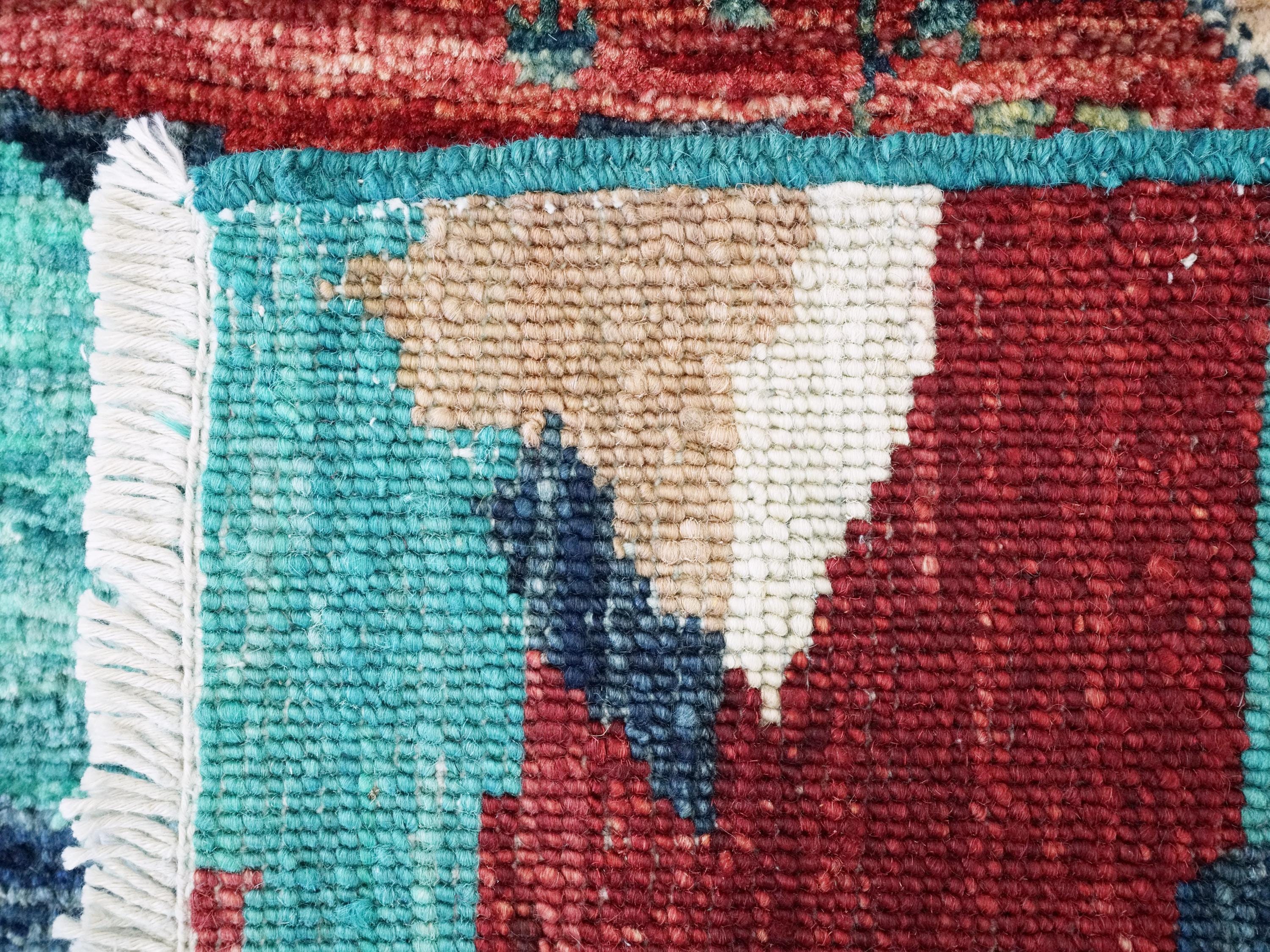 2x5 Ft Blue Mamluk Rug - Hand Knotted Wool Hallway Runner