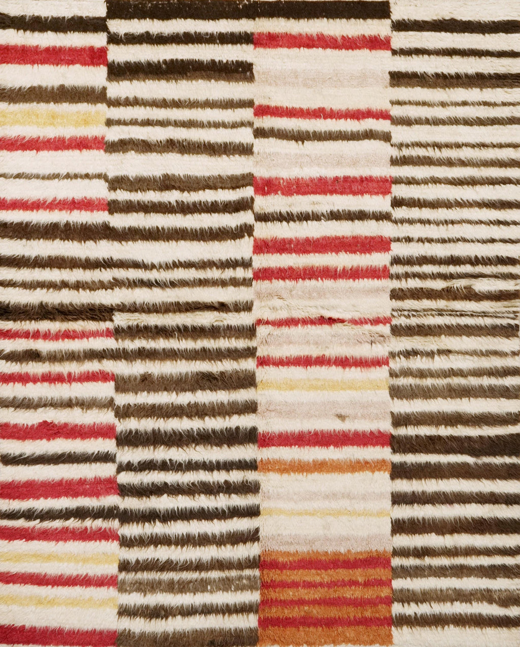 6x8 Ft Black & Red Moroccan Rug - Hand Knotted Shaggy Wool Rug