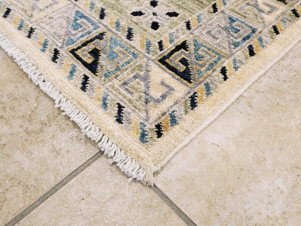 9x12 Ft Light Blue Heriz Rug - Traditional Hand Knotted Area Rug - Geometric Design