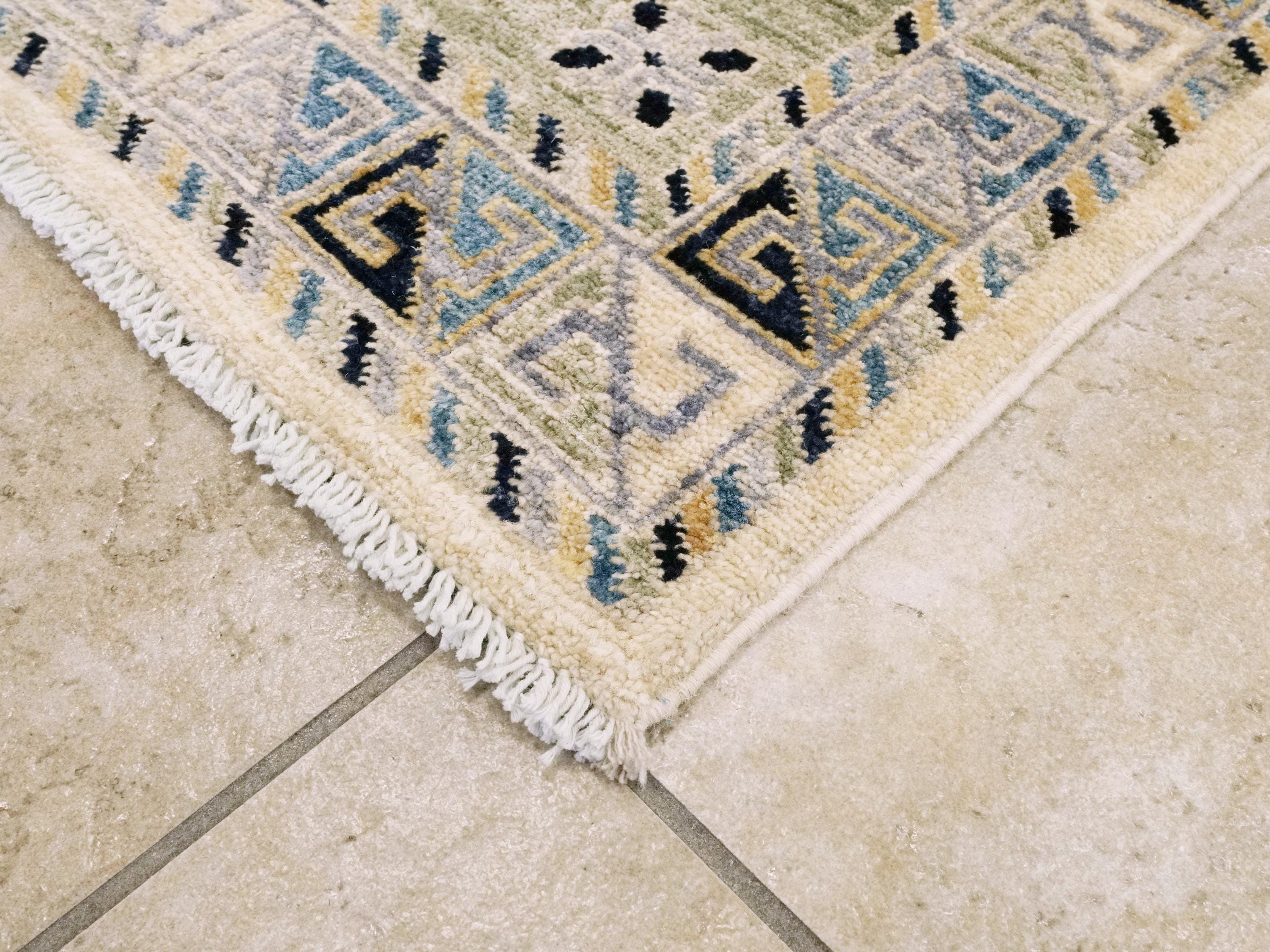 9x12 Ft Light Blue Heriz Rug - Traditional Hand Knotted Area Rug - Geometric Design