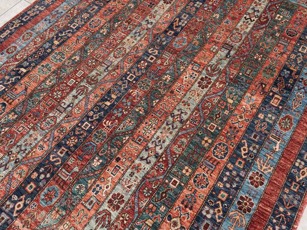 6x9 Ft Red & Blue Heriz Rug - Afghan Oriental Area Rug