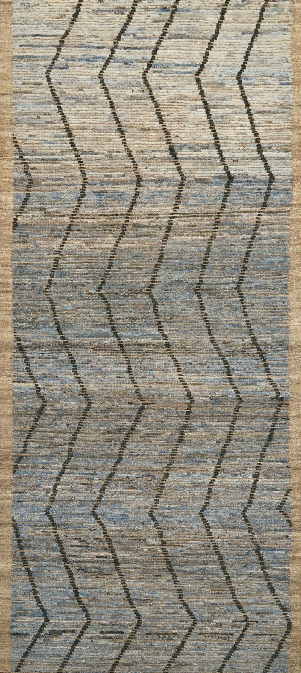 10 Ft Blue Moroccan Runner Rug - Afghan Handmade Wool Rug