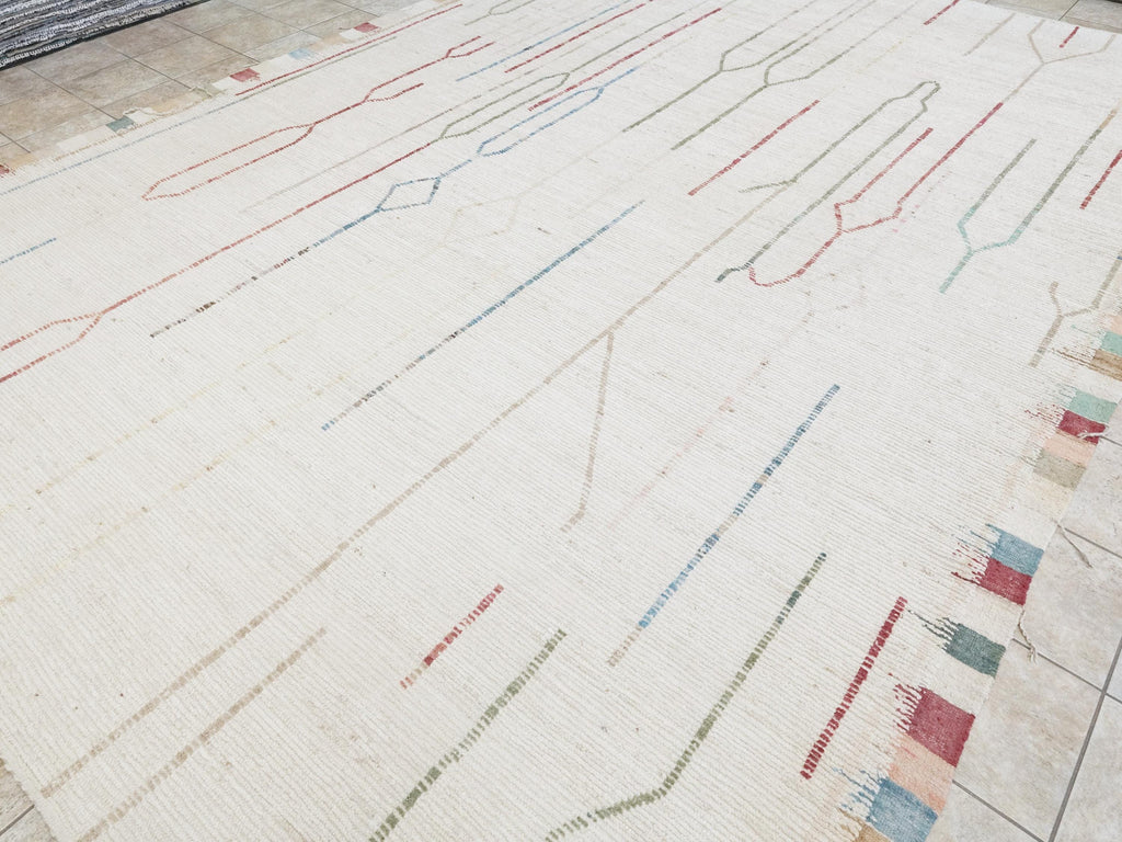 12x15 Ft Afghan Area Rug - Handmade Beige Moroccan Wool Rug