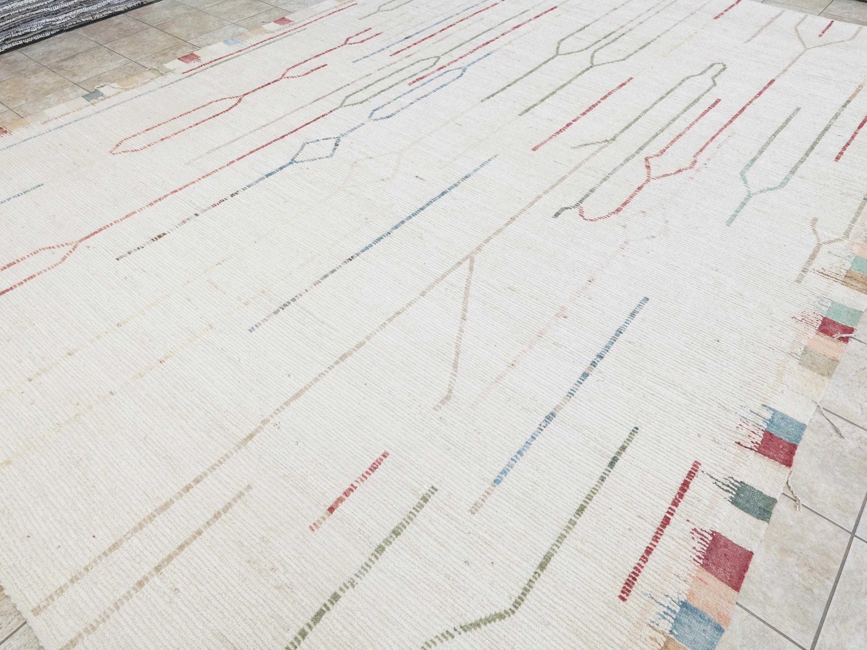 12x15 Ft Afghan Area Rug - Handmade Beige Moroccan Wool Rug