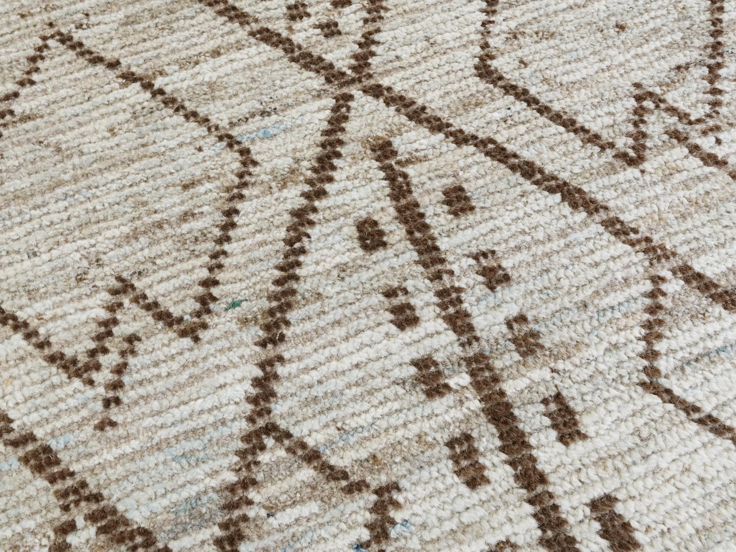 16 Ft Light Blue Moroccan Runner Rug - Hand Knotted Wool Rug