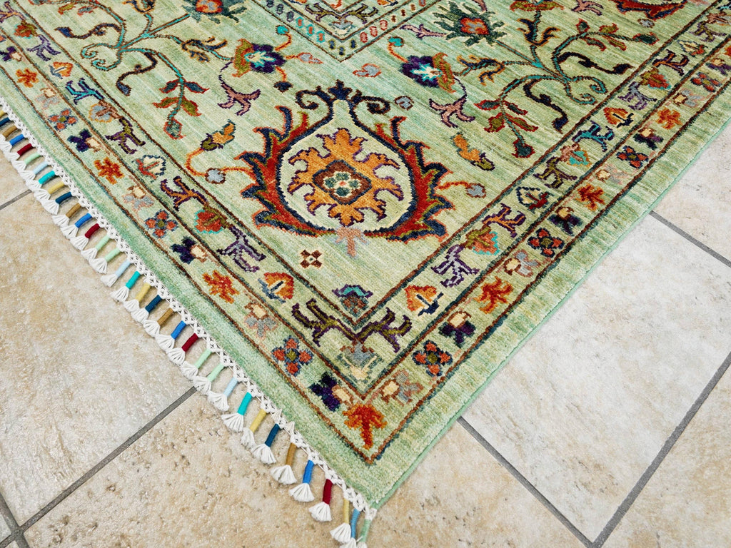 9x12 Ft Green Serapi Rug - Afghan Oriental Area Rug - Persian Design