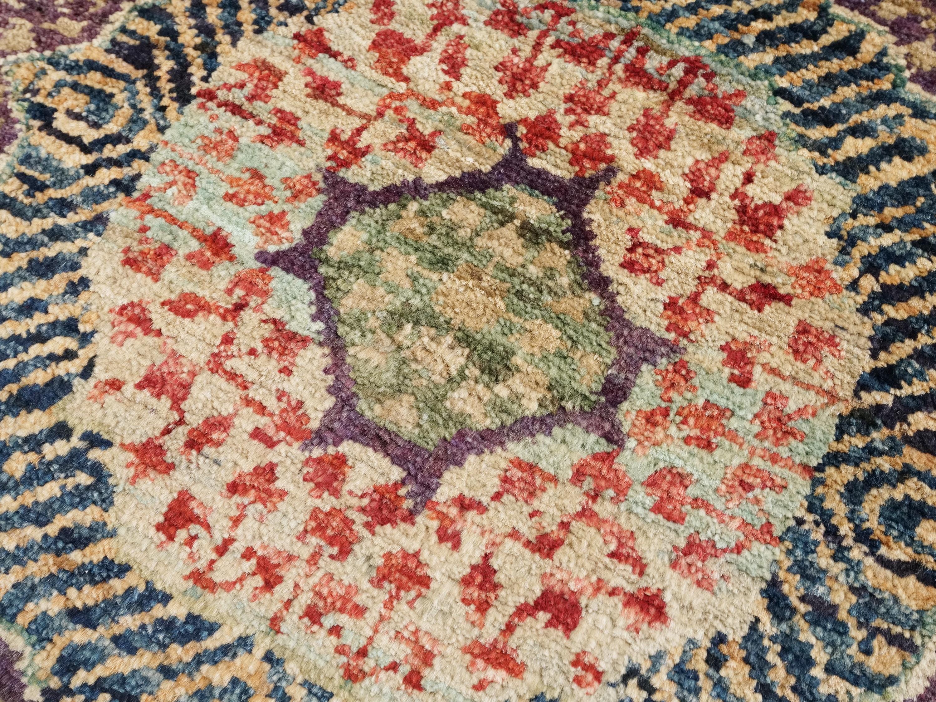 2x3 Ft Hand Knotted Wool Mamluk Rug - Red Oriental Accent Rug