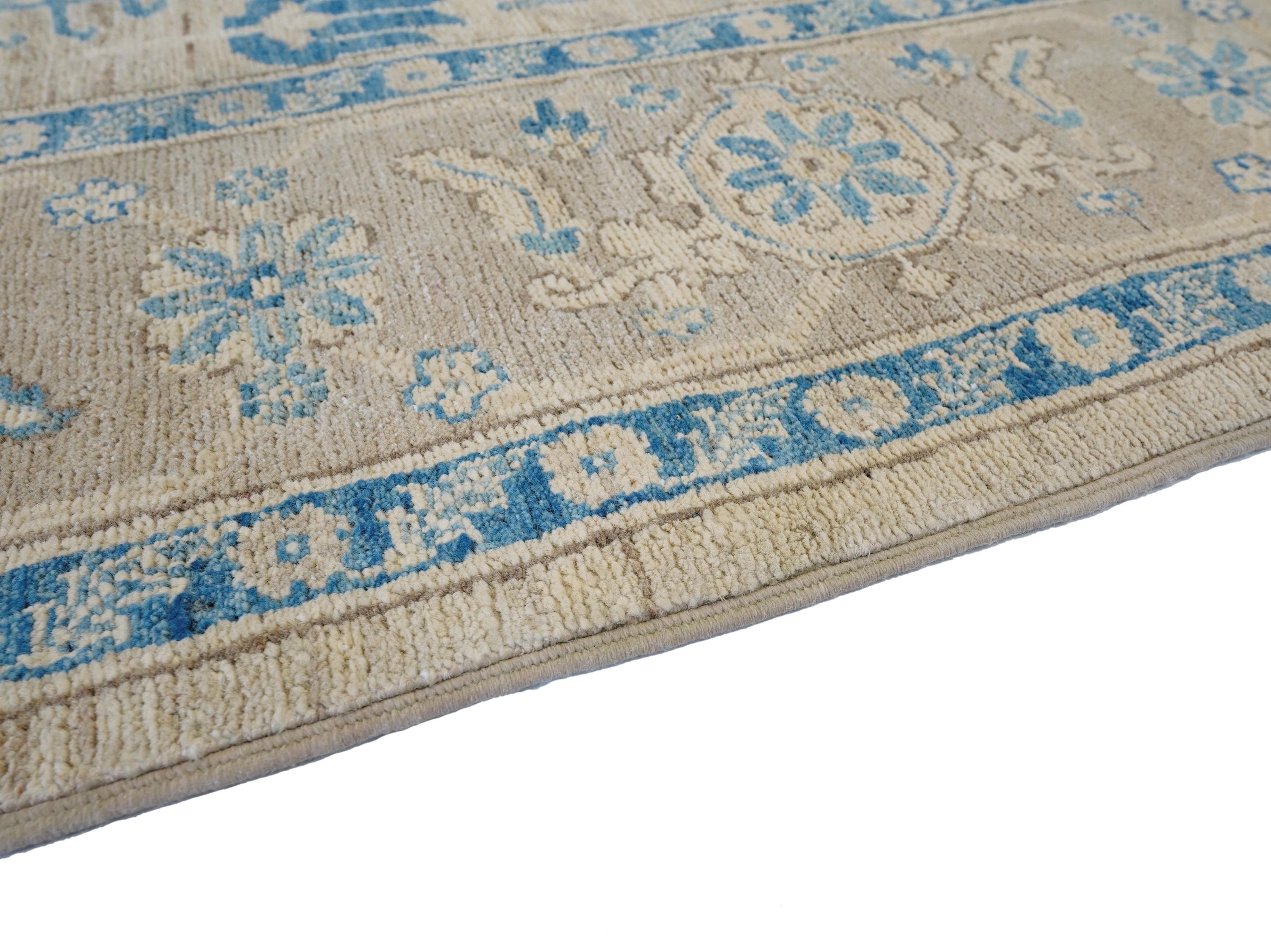 6x10 Ft Antique Heriz Rug - Beige & Blue Persian Rug