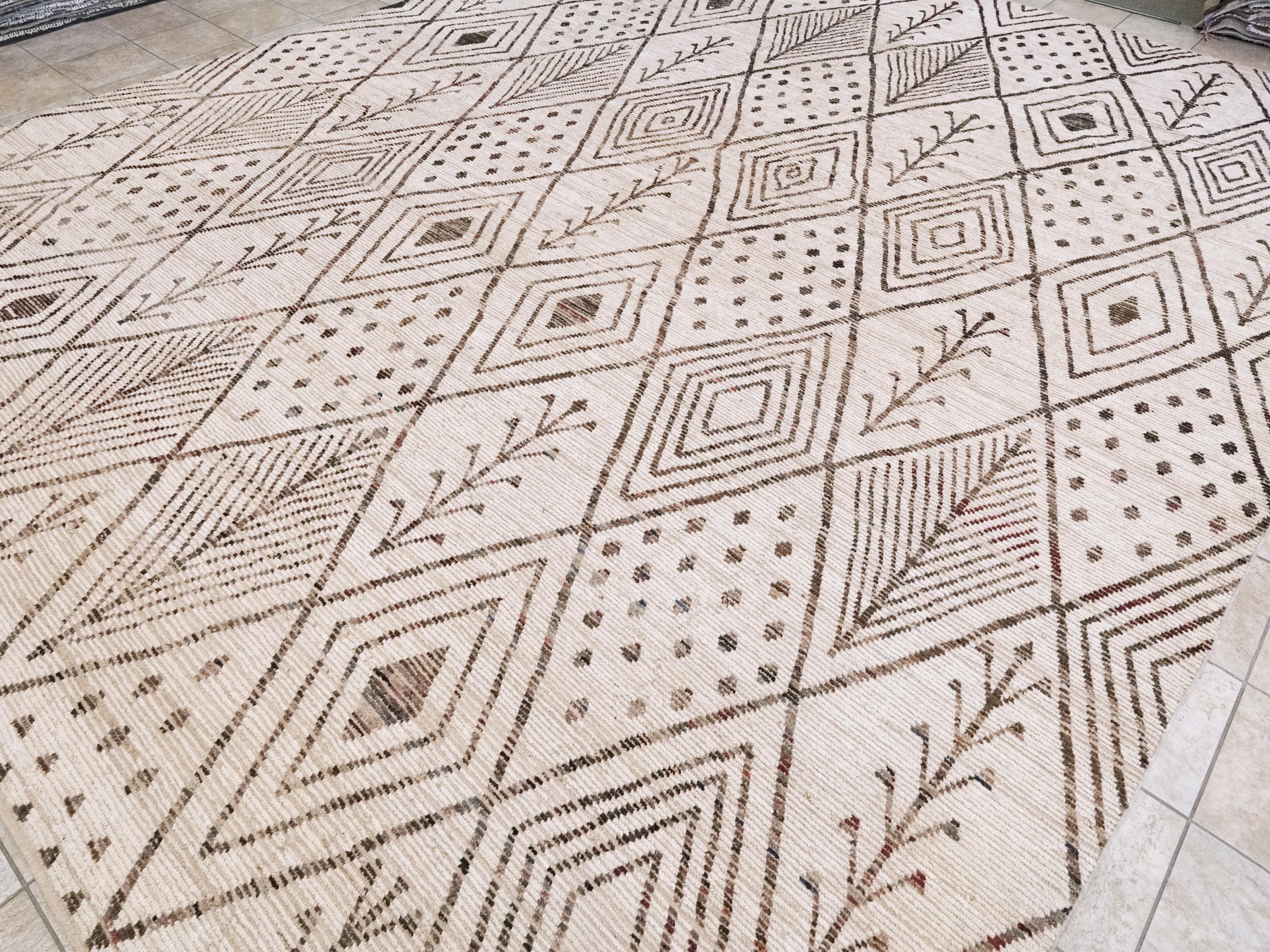 13x16 Ft Beige Moroccan Rug - Afghan Wool Area Rug - Oversize