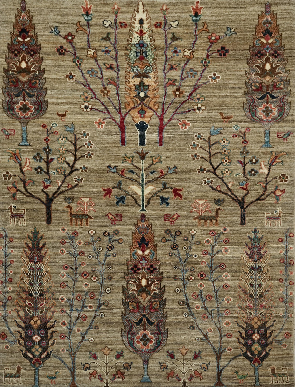 3x5 Ft Brown Gabbeh Rug - Hand Knotted Floral Rug