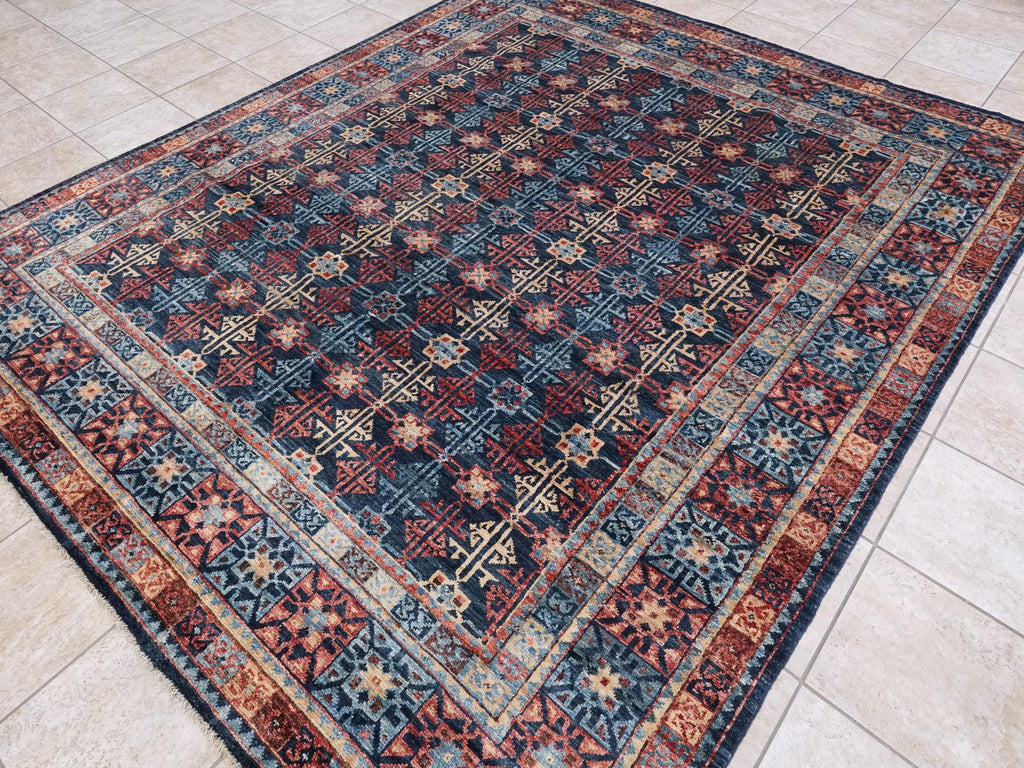 8x10 Ft Blue Heriz Rug - Hand Knotted Oriental Area Rug