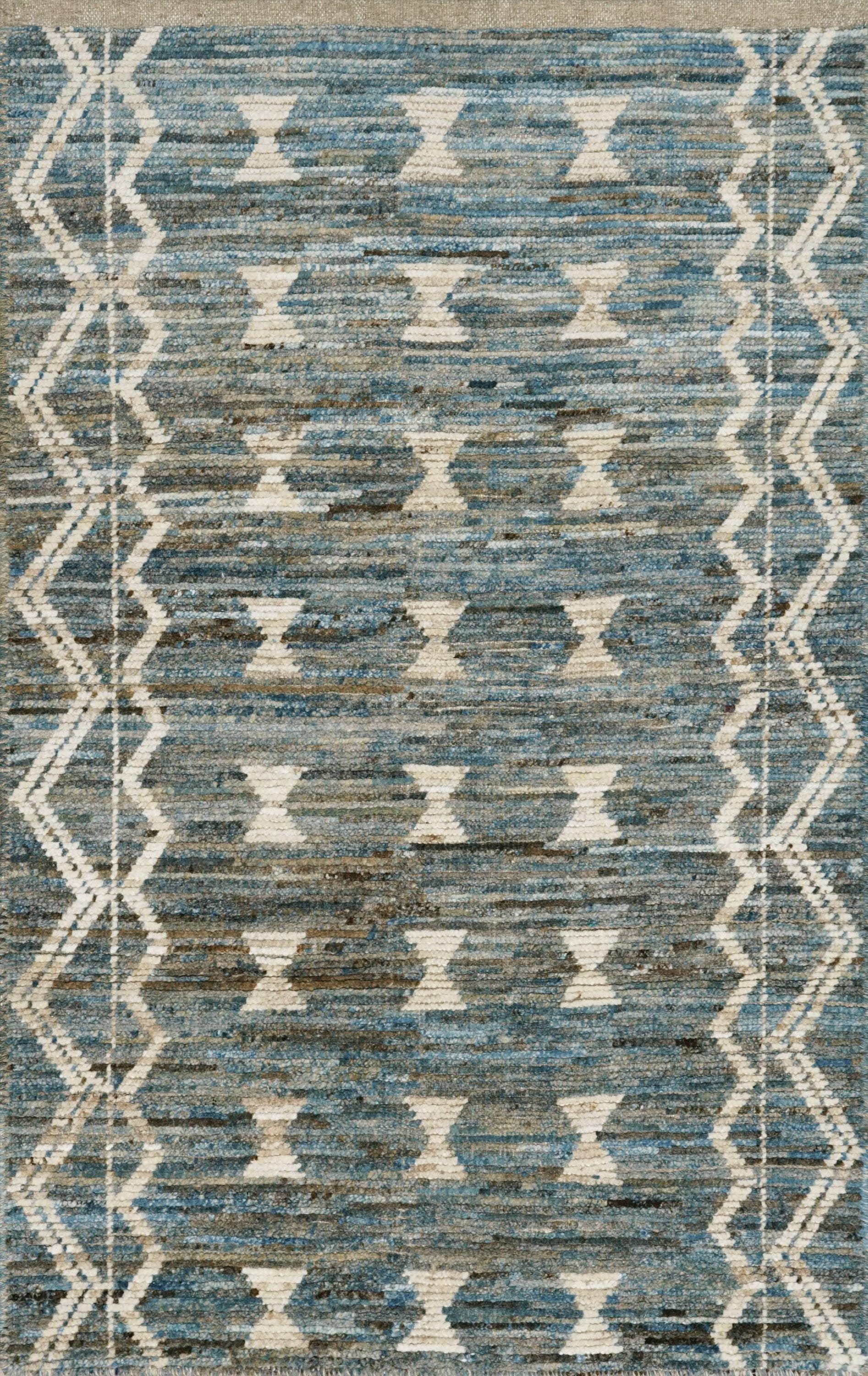 3x5 Ft Blue Moroccan Rug - Afghan Wool Tribal Rug
