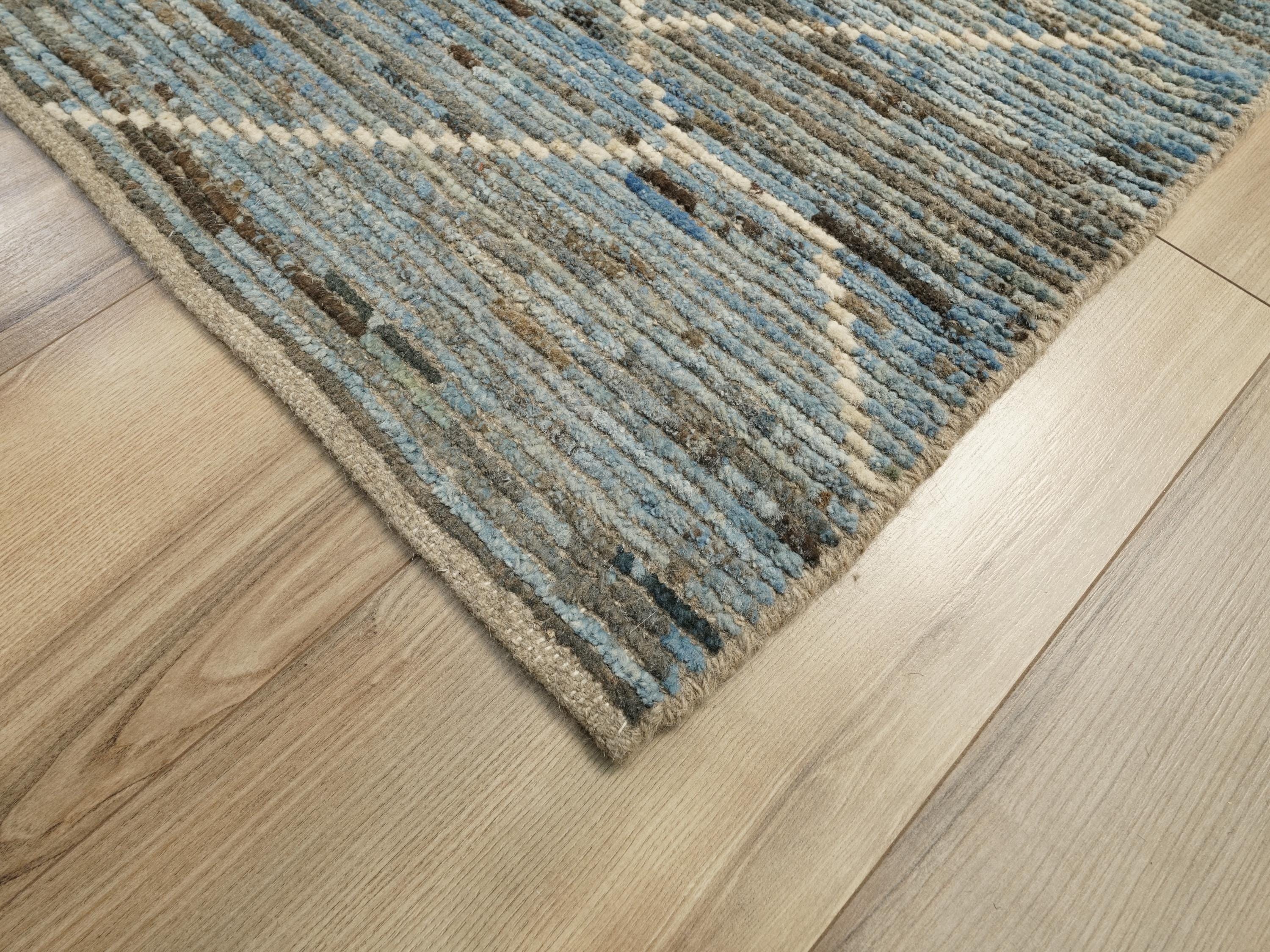 10 Ft Light Blue Moroccan Runner Rug - Afghan Handmade Rug