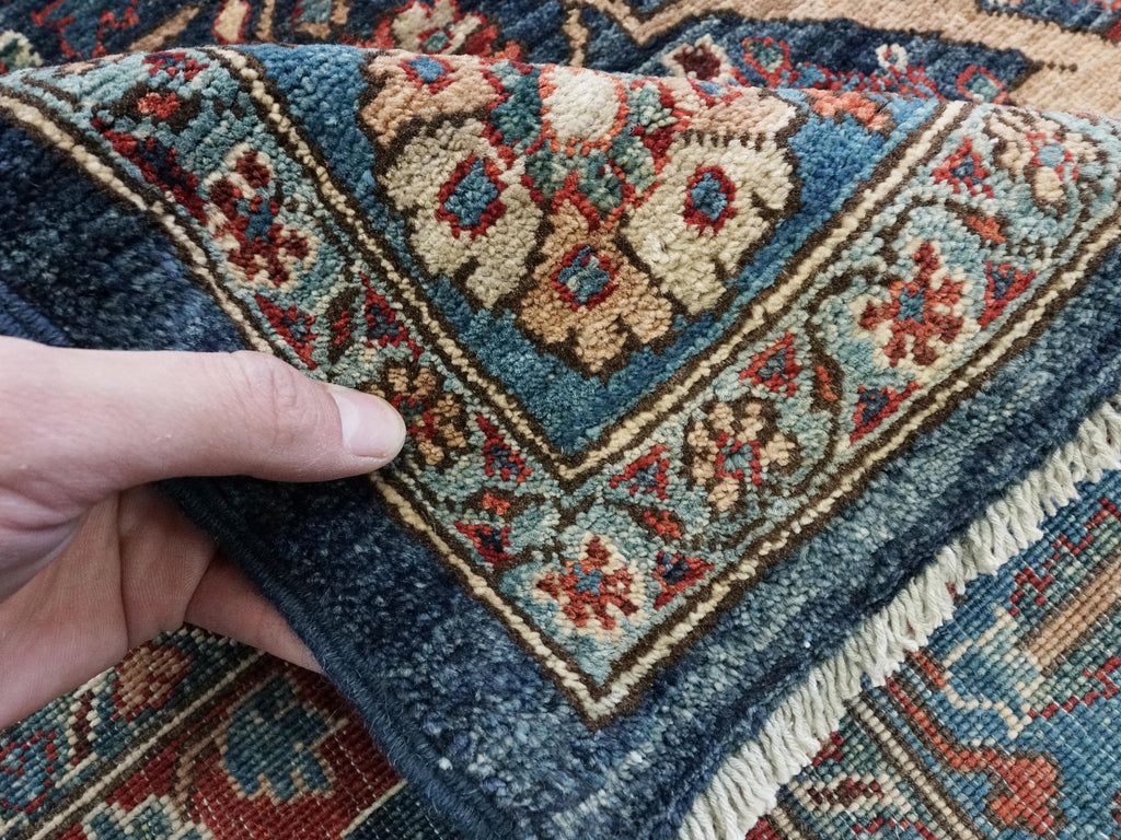12x15 Afghan Serapi Rug - Hand Knotted Wool - Blue Oriental Design