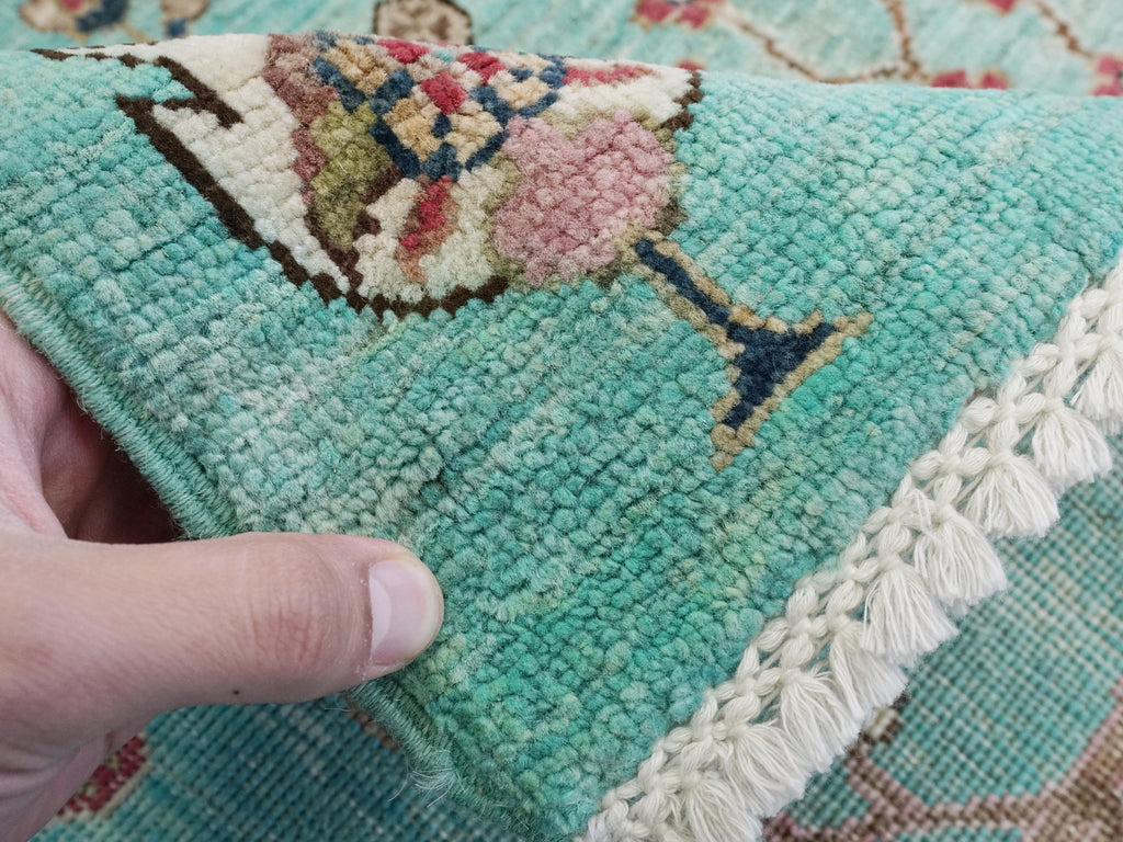 6x8 Ft Hand Knotted Cyan Serapi Rug - Ghazni Wool Persian Rug