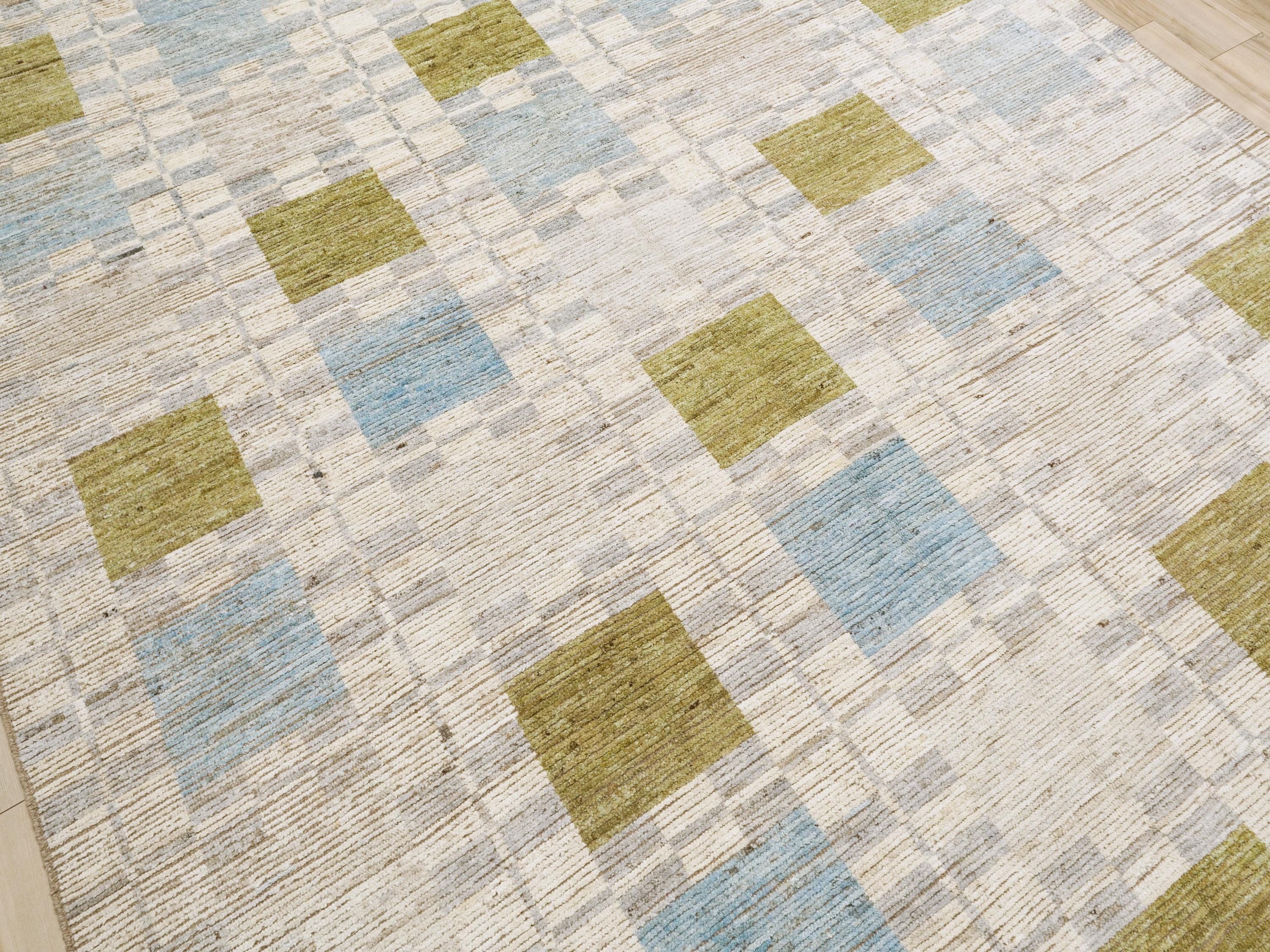 9x12 Ft Blue & Green Moroccan Rug - Afghan Wool Area Rug