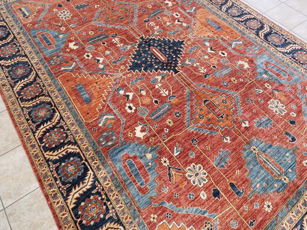 8x12 Ft Red Heriz Rug - Afghan Wool Oriental Rug