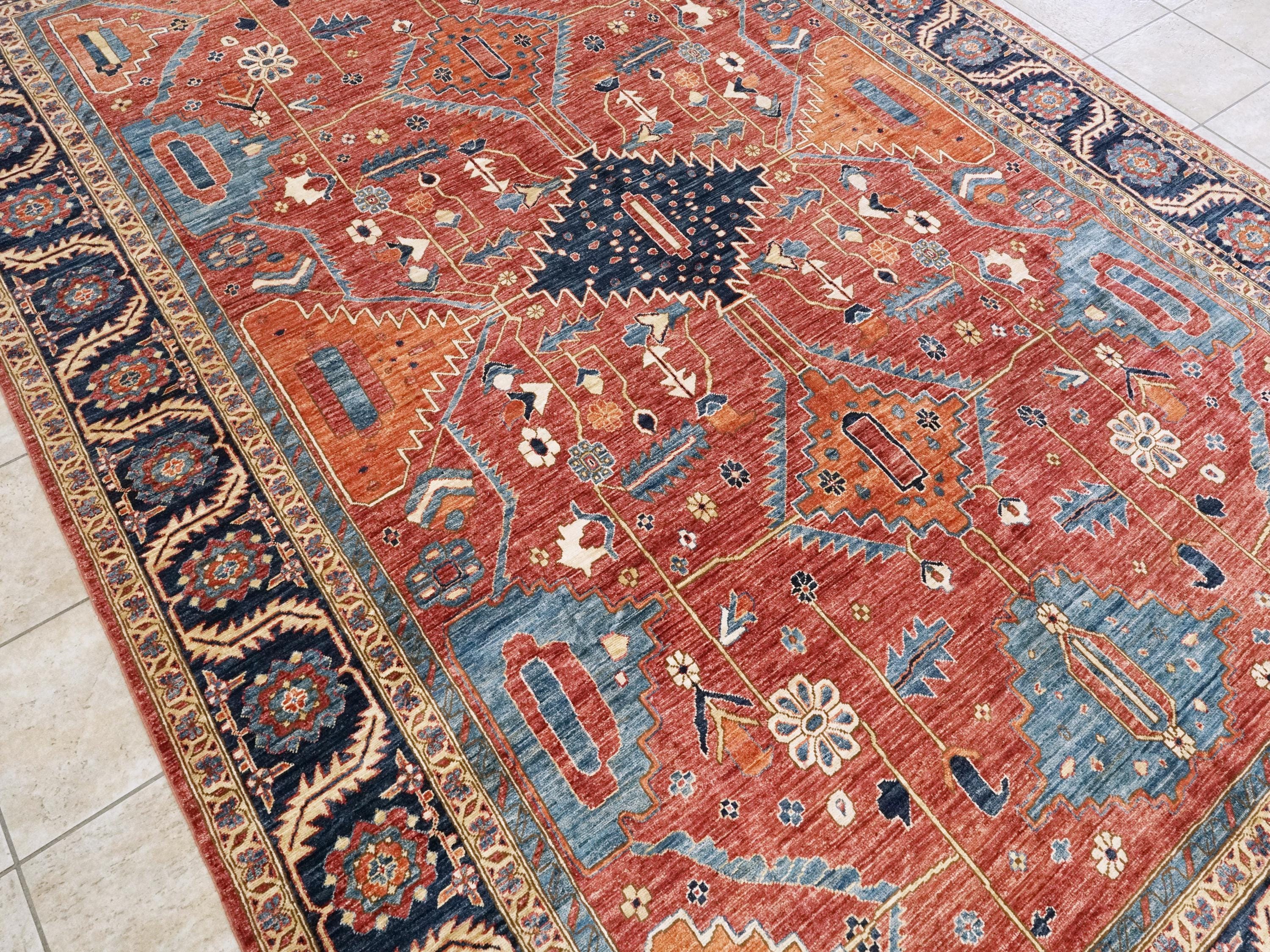 8x12 Ft Red Heriz Rug - Afghan Wool Oriental Rug
