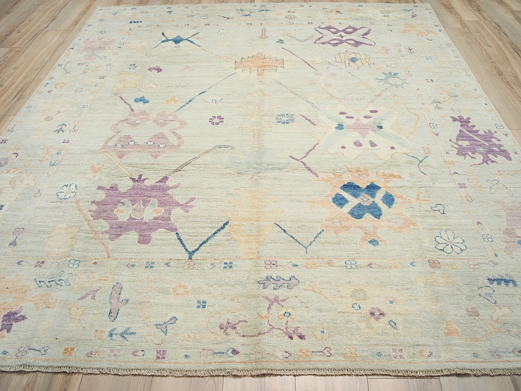 8x10 Ft Light Green Oushak Wool Rug - Hand Knotted Area Rug