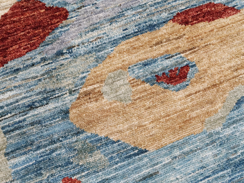 6x9 Ft Blue Fish Rug - Handmade Afghan Wool Rug
