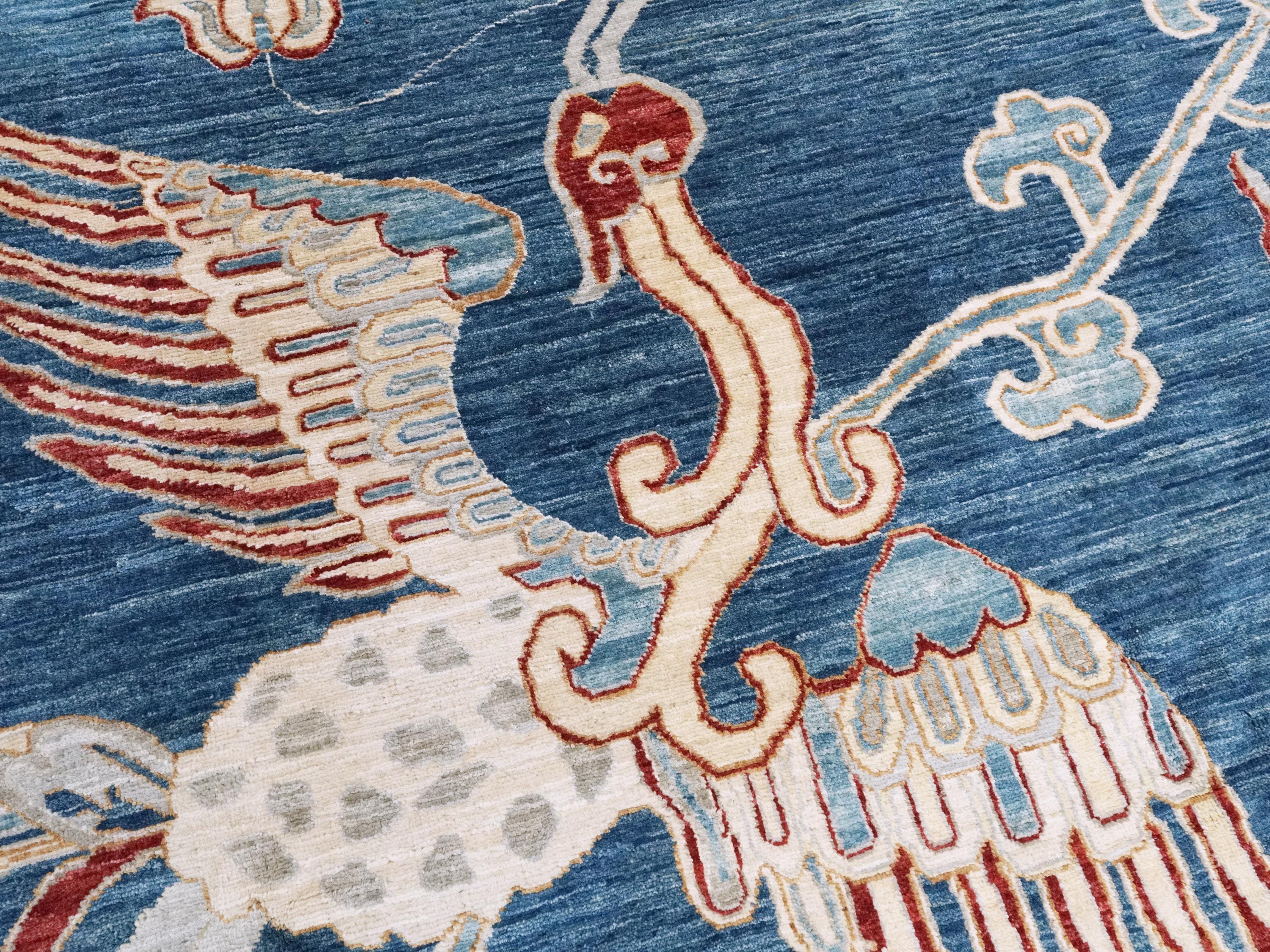 8x10 Ft Blue Dragon Rug - Afghan Oriental Area Rug