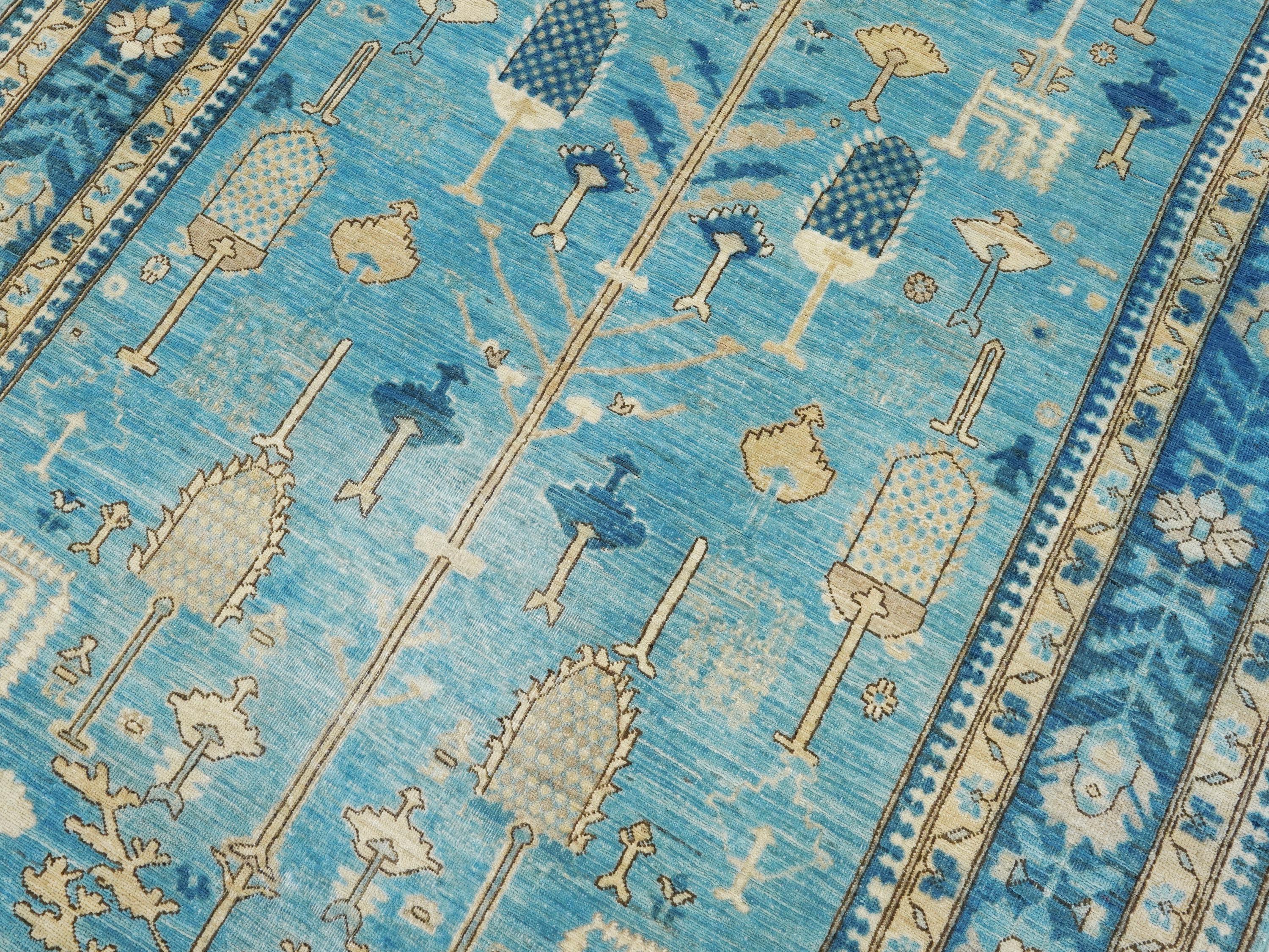 5x8 Ft Blue Heriz Rug - Afghan Wool Antique Rug