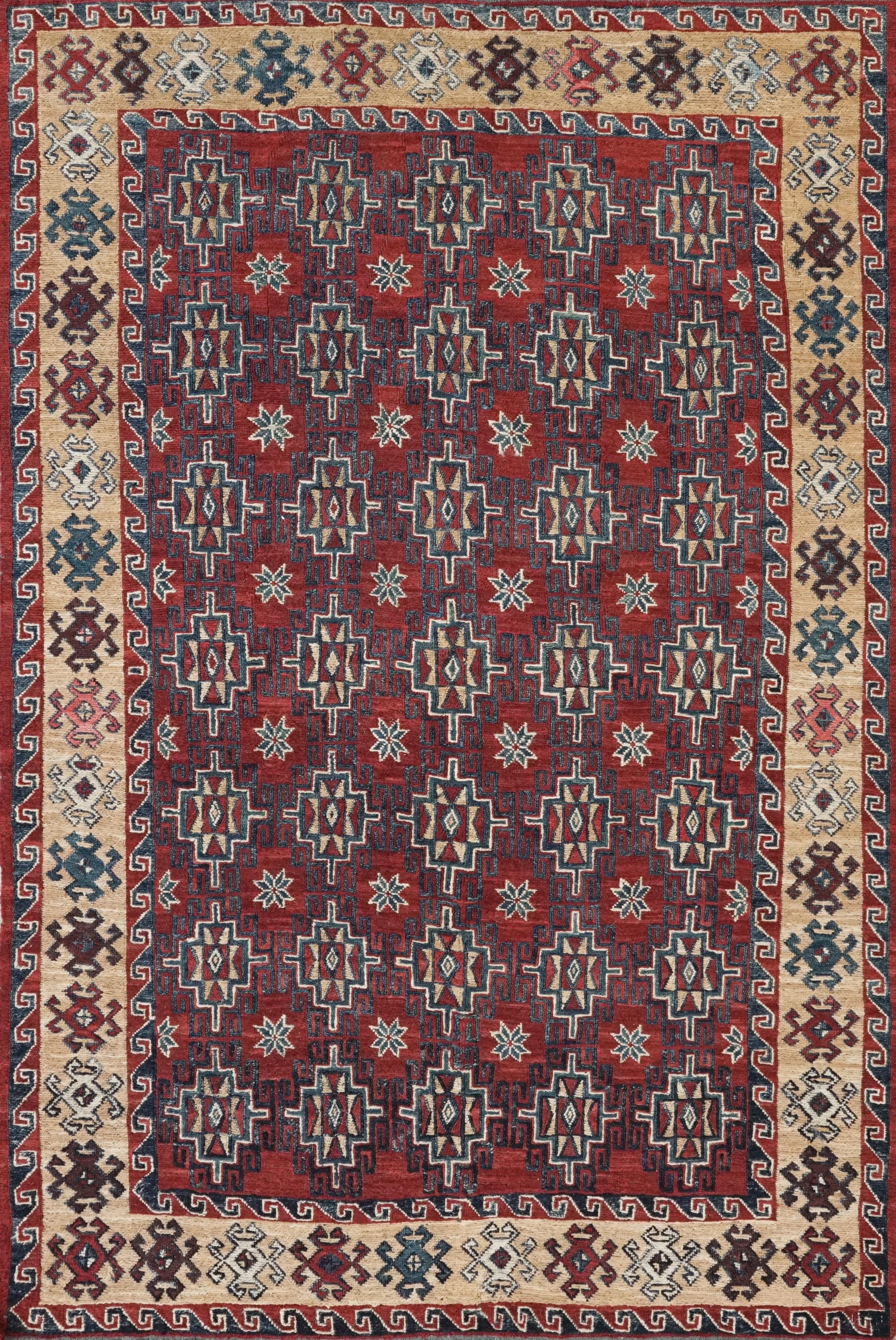 4x6 Ft Red Vintage Kilim Rug - Hand Knotted Afghan Rug