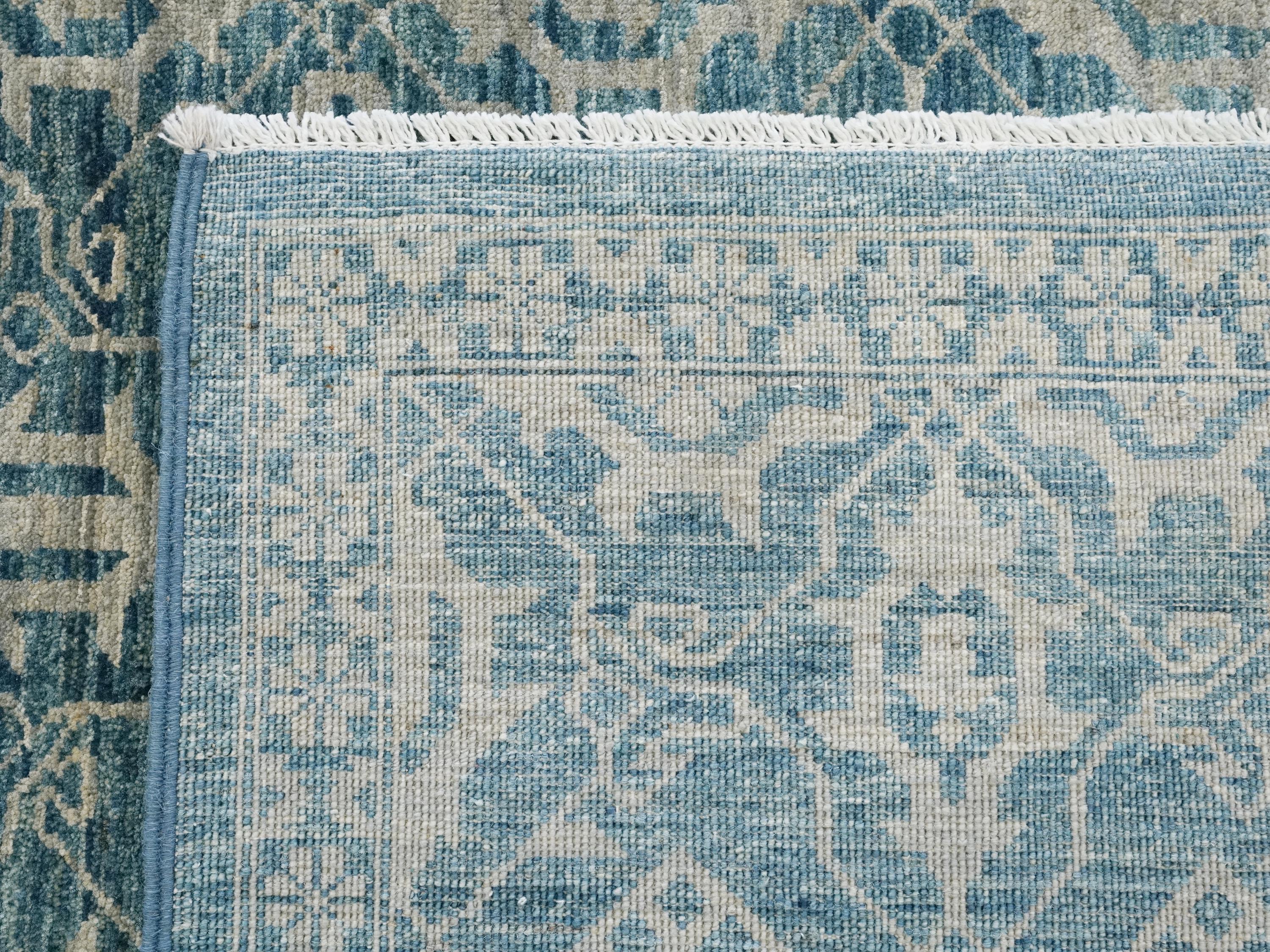 6x9 Ft Blue Heriz Rug - Hand Knotted Area Rug - Persian Design