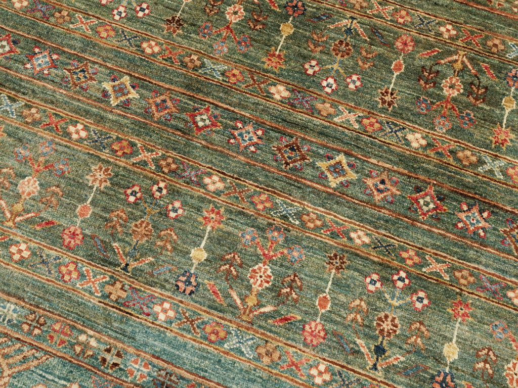 3x5 Ft Green Khorjin Rug - Afghan Wool Area Rug