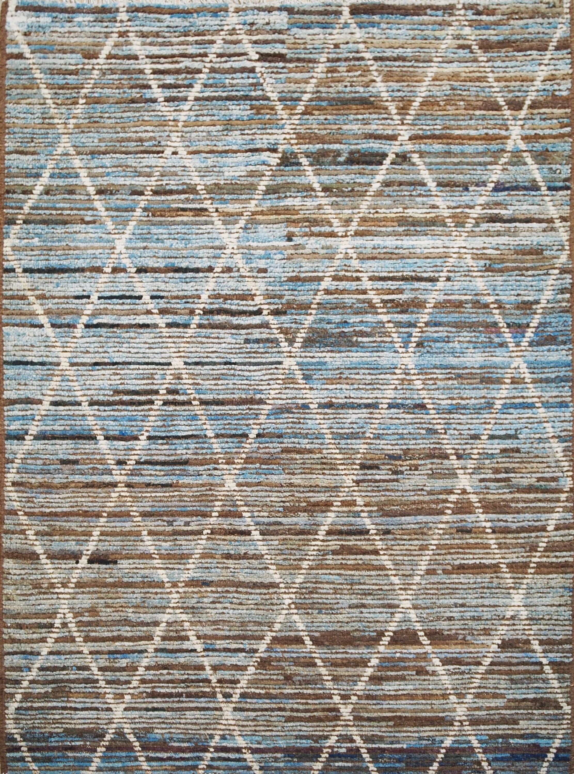 4x6 Ft Blue Moroccan Rug - Hand Knotted Wool Area Rug
