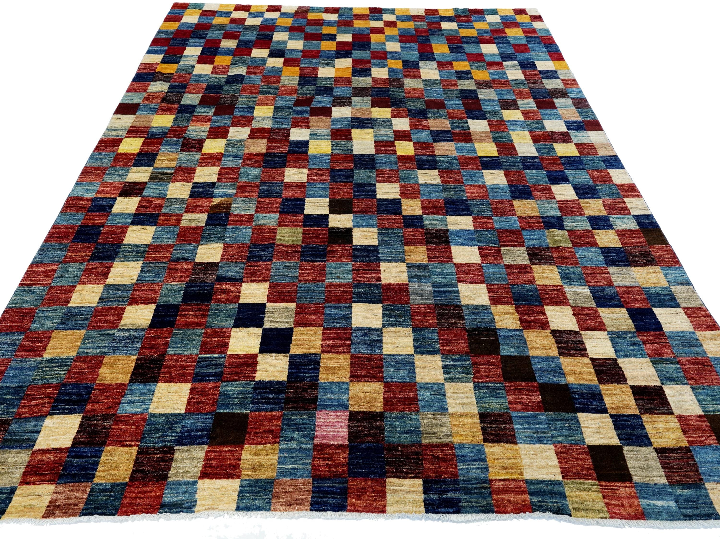 8x10 Ft Colorful Handmade Gabbeh Rug - Afghan Wool Area Rug