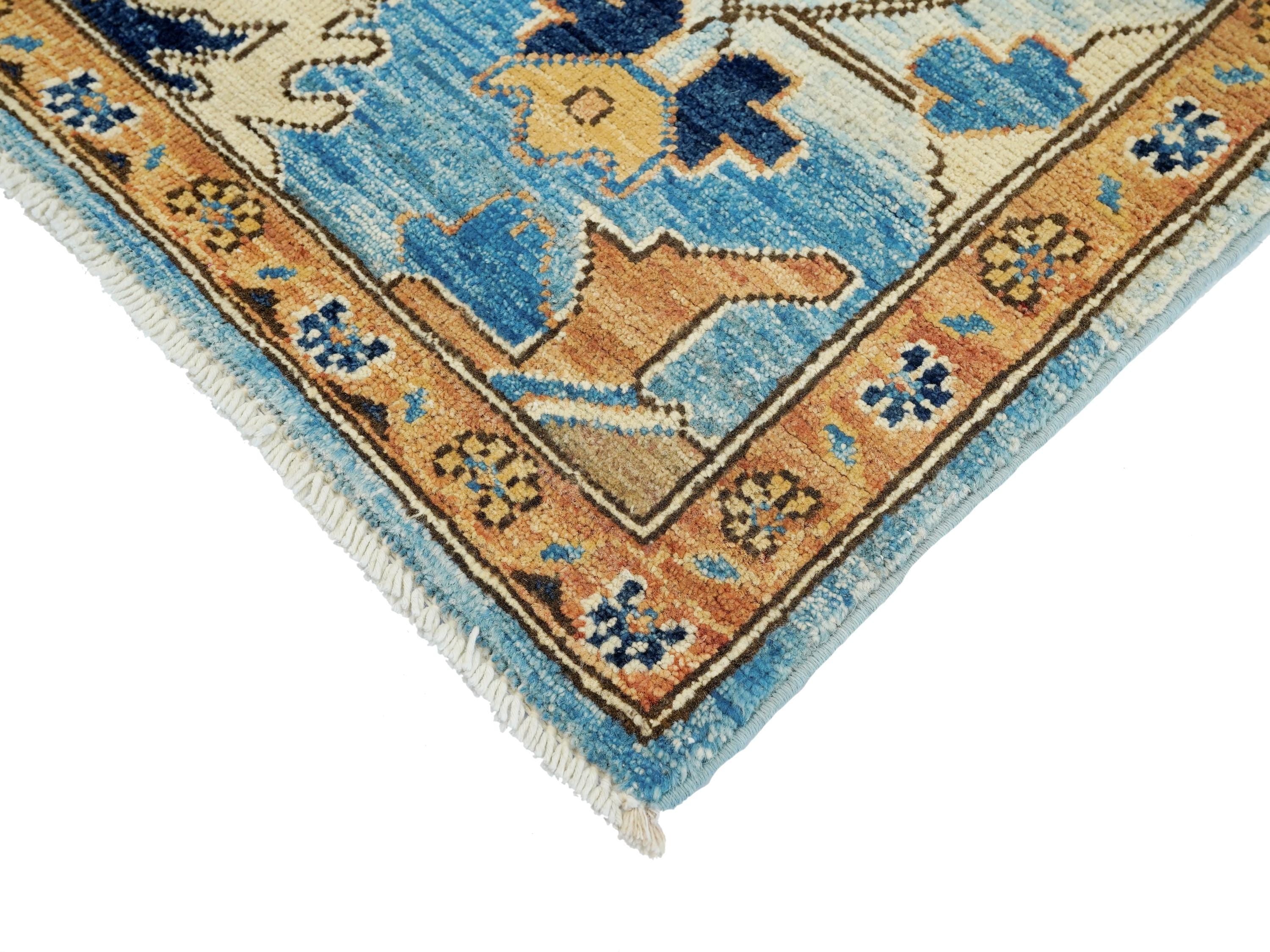 6x9 Ft Hand Knotted Serapi Rug - Blue Persian Antique Rug