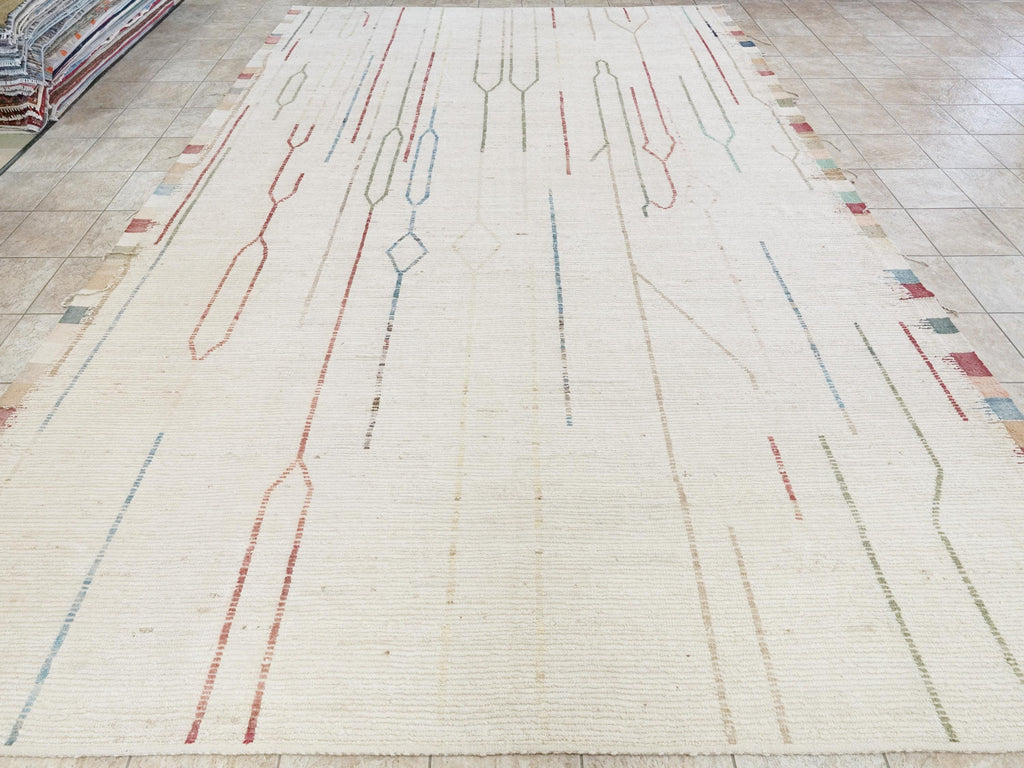 12x15 Ft Afghan Area Rug - Handmade Beige Moroccan Wool Rug