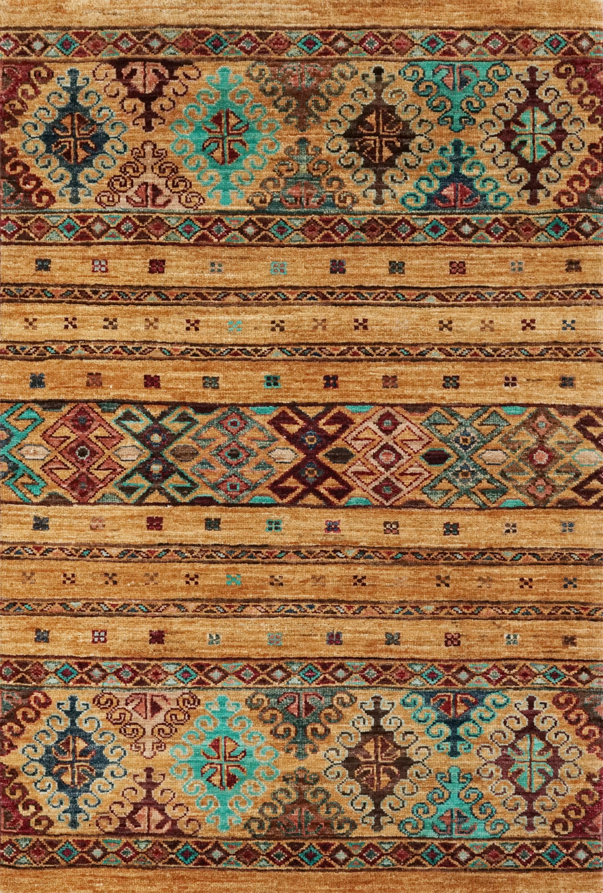3x4 Ft Yellow Khorjin Rug - Hand Knotted Wool Oriental Rug