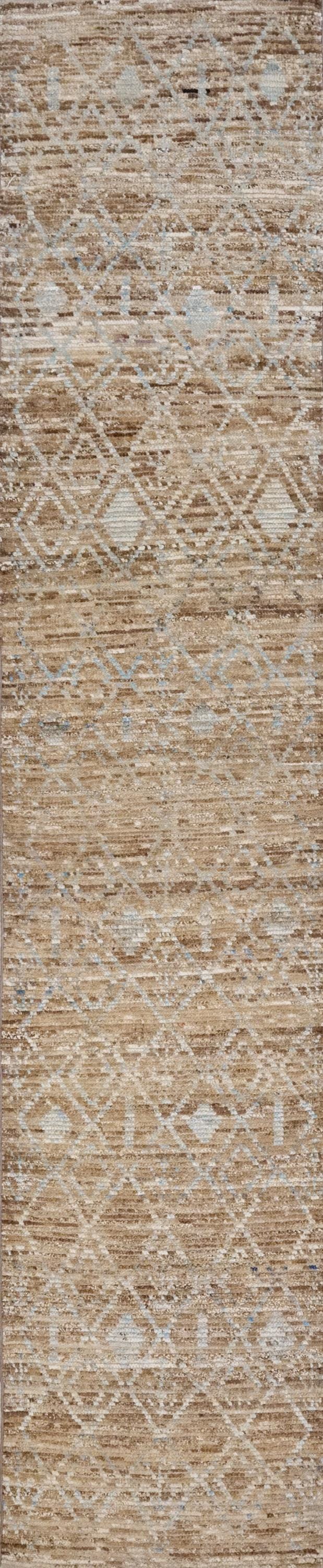 13 Ft Brown Moroccan Runner Rug - Afghan Handmade Hallway Rug