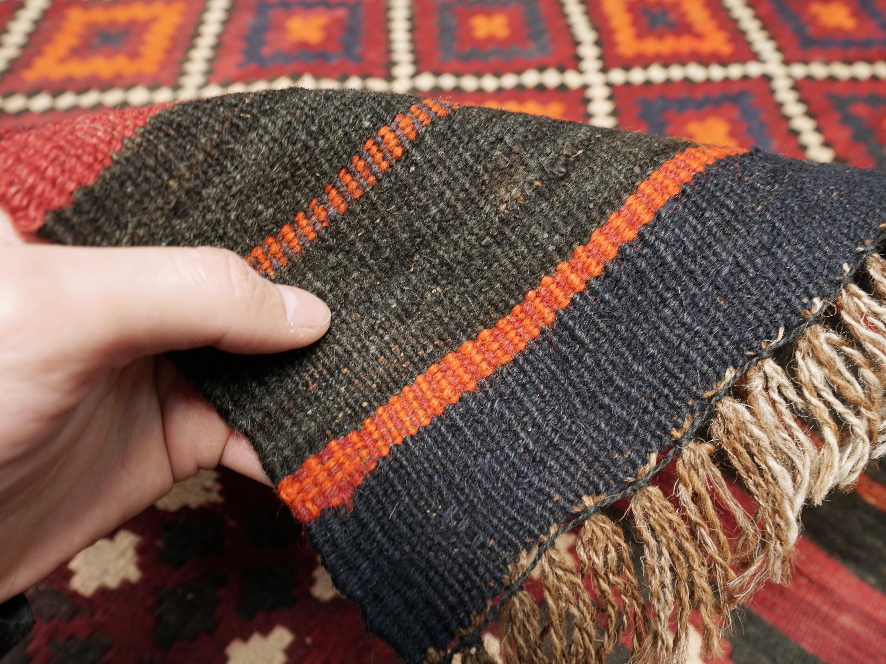 9x14 Ft Vintage Maimana Kilim Rug - Traditional Red Flat Weave