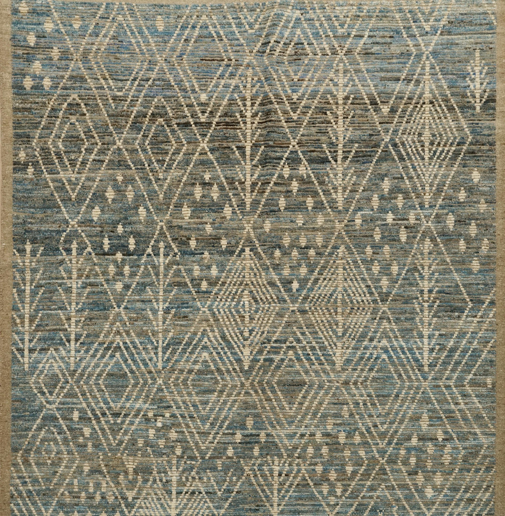 7x7 Ft Blue Moroccan Rug - Afghan Handmade Area Rug