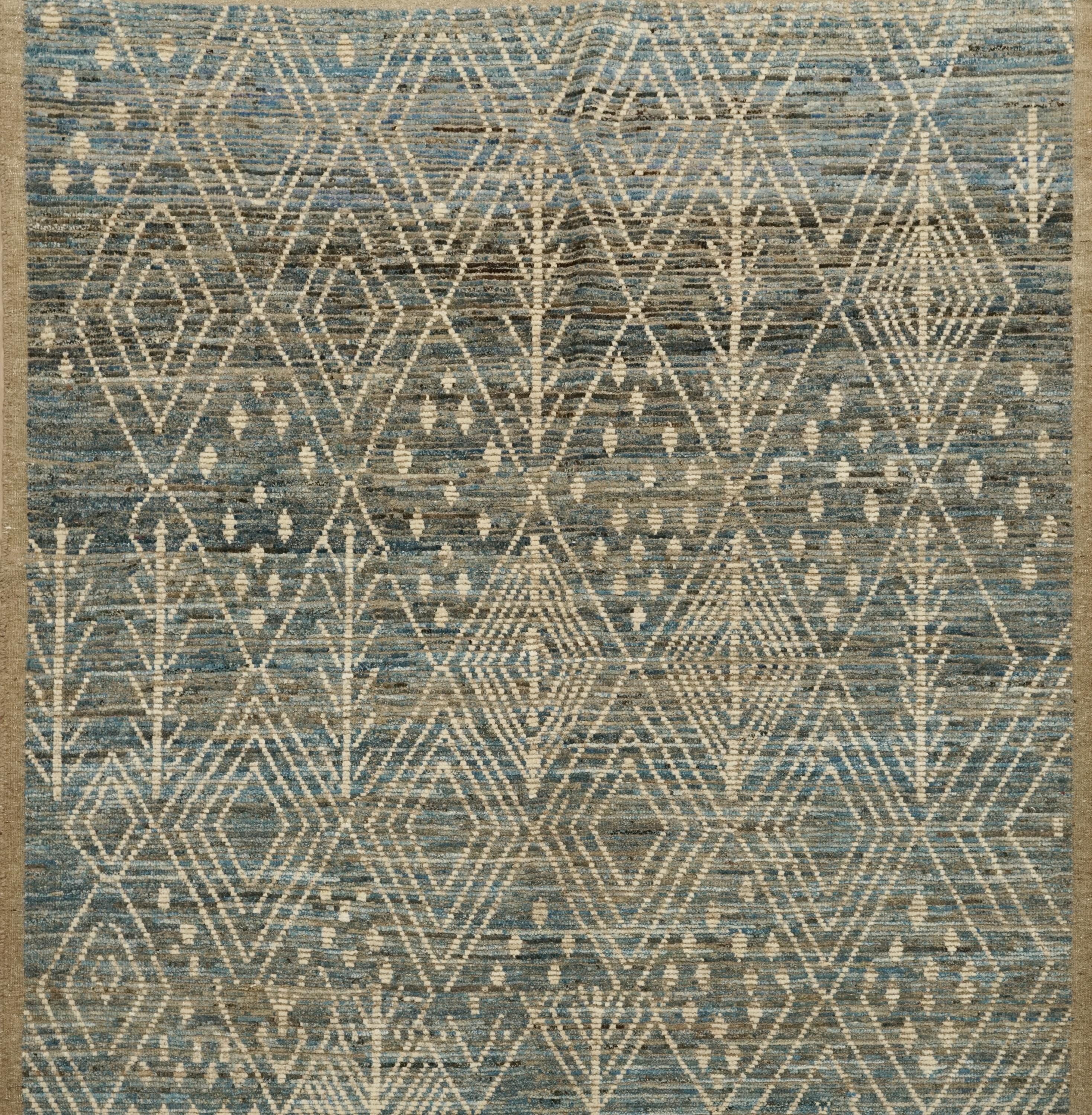 7x7 Ft Blue Moroccan Rug - Afghan Handmade Area Rug