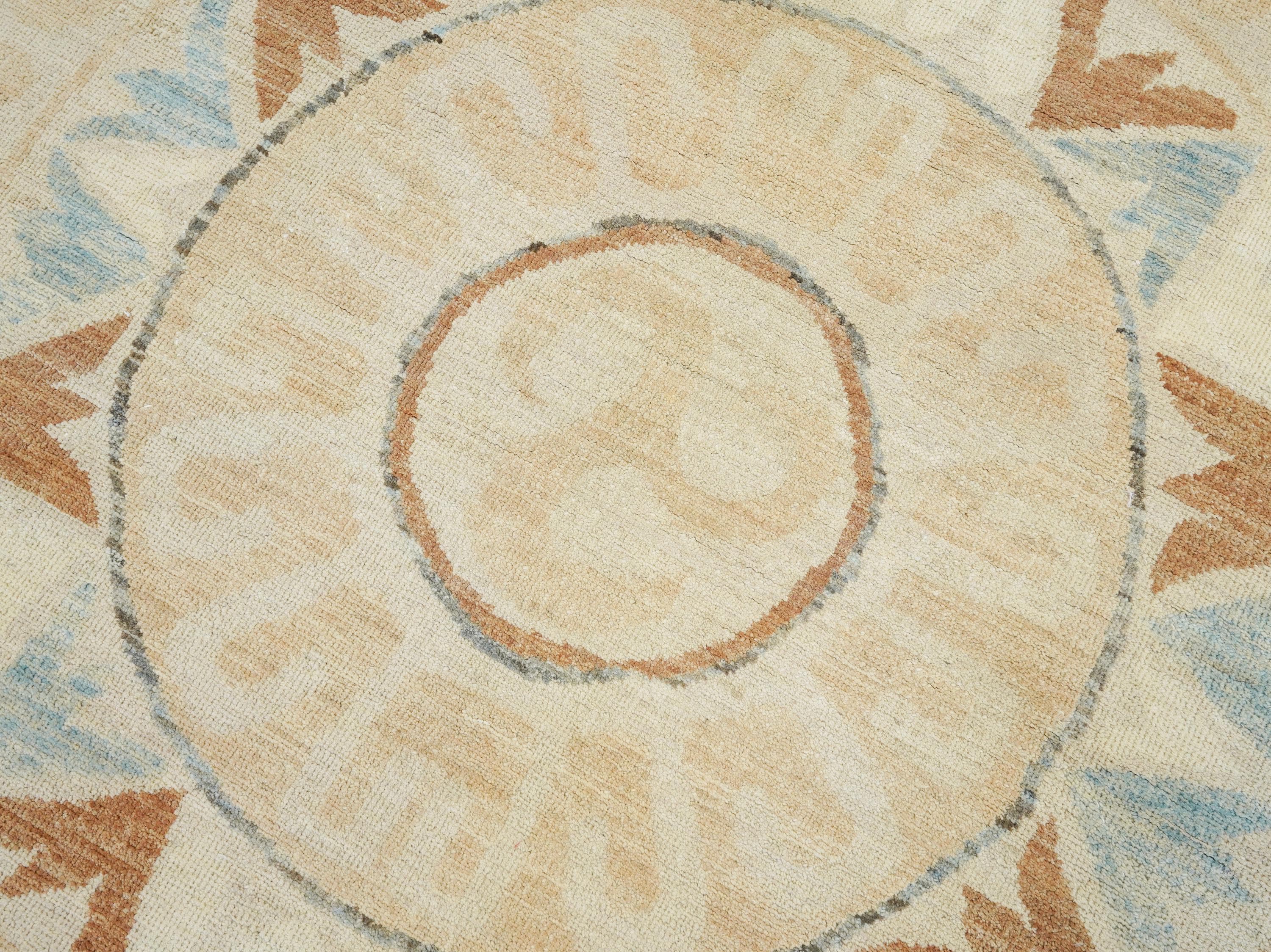 6x9 Ft Antique Tibetan Rug - Beige & Brown Chinese Design