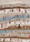 6x9 Ft Beige Landscape Rug - Hand Knotted Oriental Rug