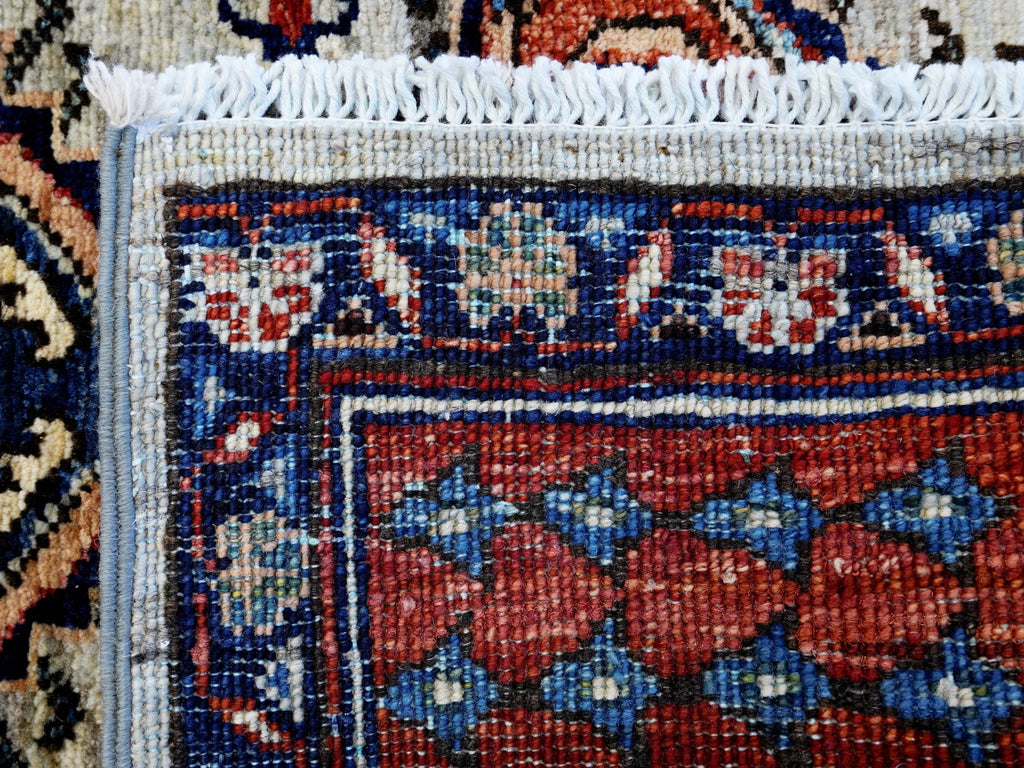 3x5 Ft Red & Gray Kazak Rug - Handmade Afghan Rug