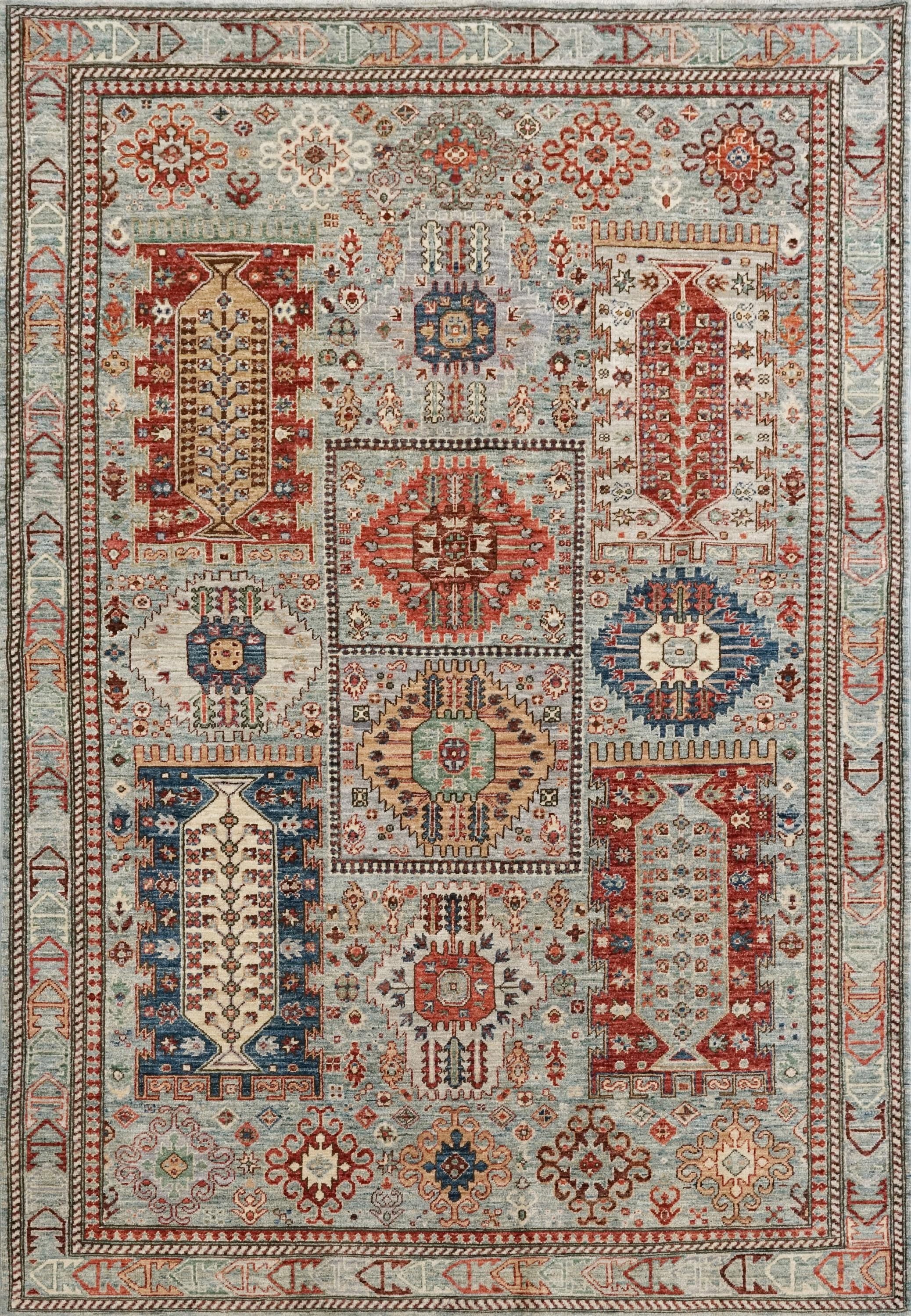 6x9 Ft Light Green Heriz Rug - Traditional Afghan Wool Rug