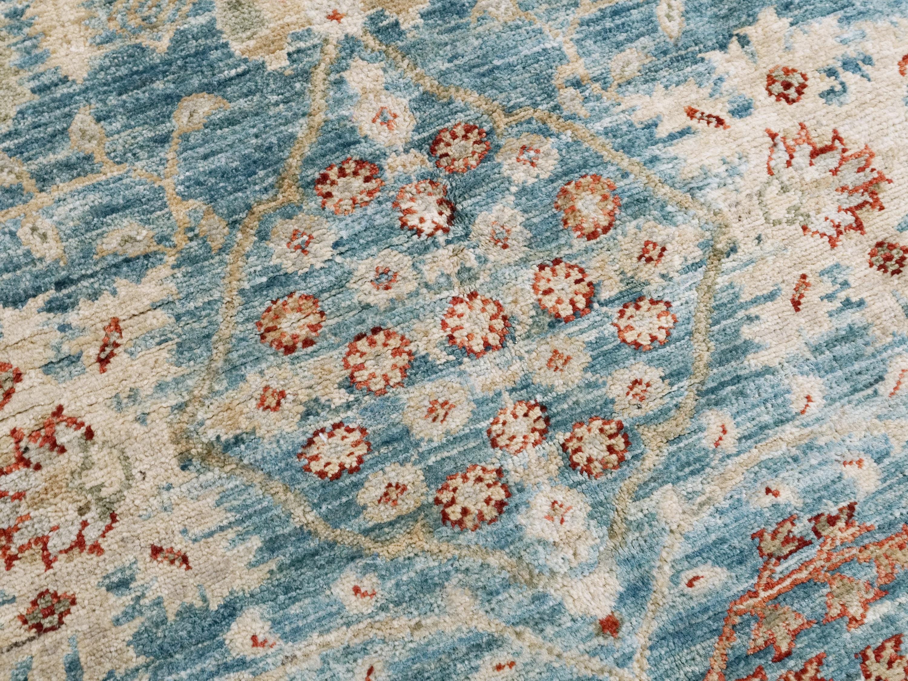 5x7 Ft Blue Serapi Rug - Hand Knotted Oriental Rug - Persian Design